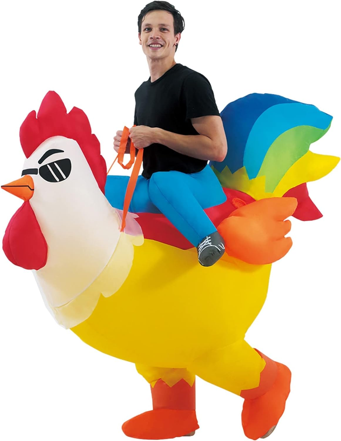 LUVSHINE Inflatable Rooster Costume Ride on Chicken Costume Adult Halloween Costumes for Men Women Blow up Costumes image number 3