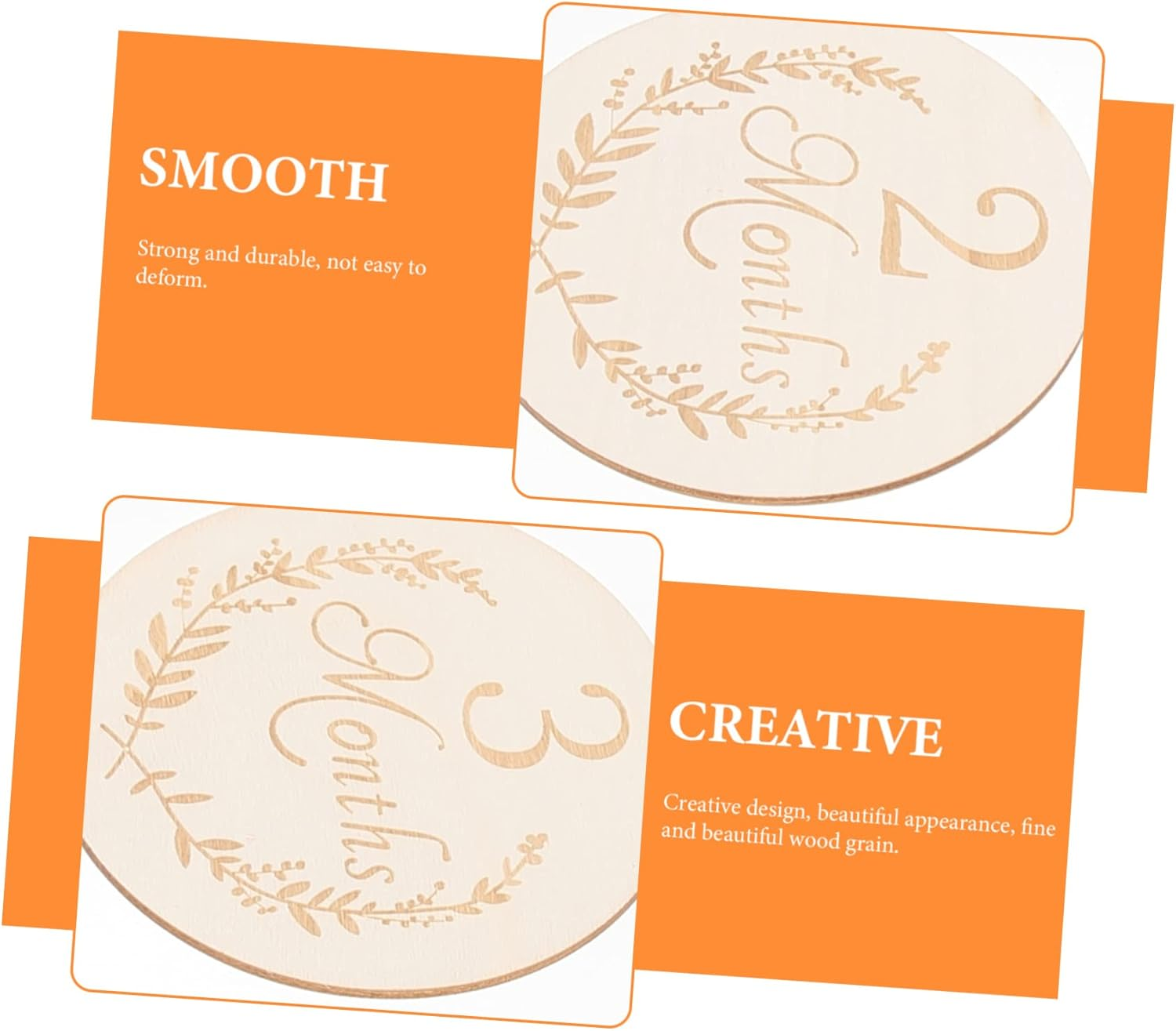 Gadpiparty 13Pcs Wooden Slices Newborn Milestone Cards for Monthly Growth Cards DIY Wooden Chips for Shower Decor image number 4