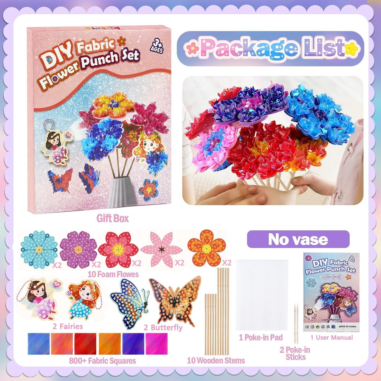 Arts and Craft Kits for Kids Poke-In Art Gifts for 4 5 6 7 8 Year Old Girls Birthday Presents Kid Craft Activity Party Favors Supplies Educational Toys Flower Gifts for Girls Toys Age 4-12 image number 3