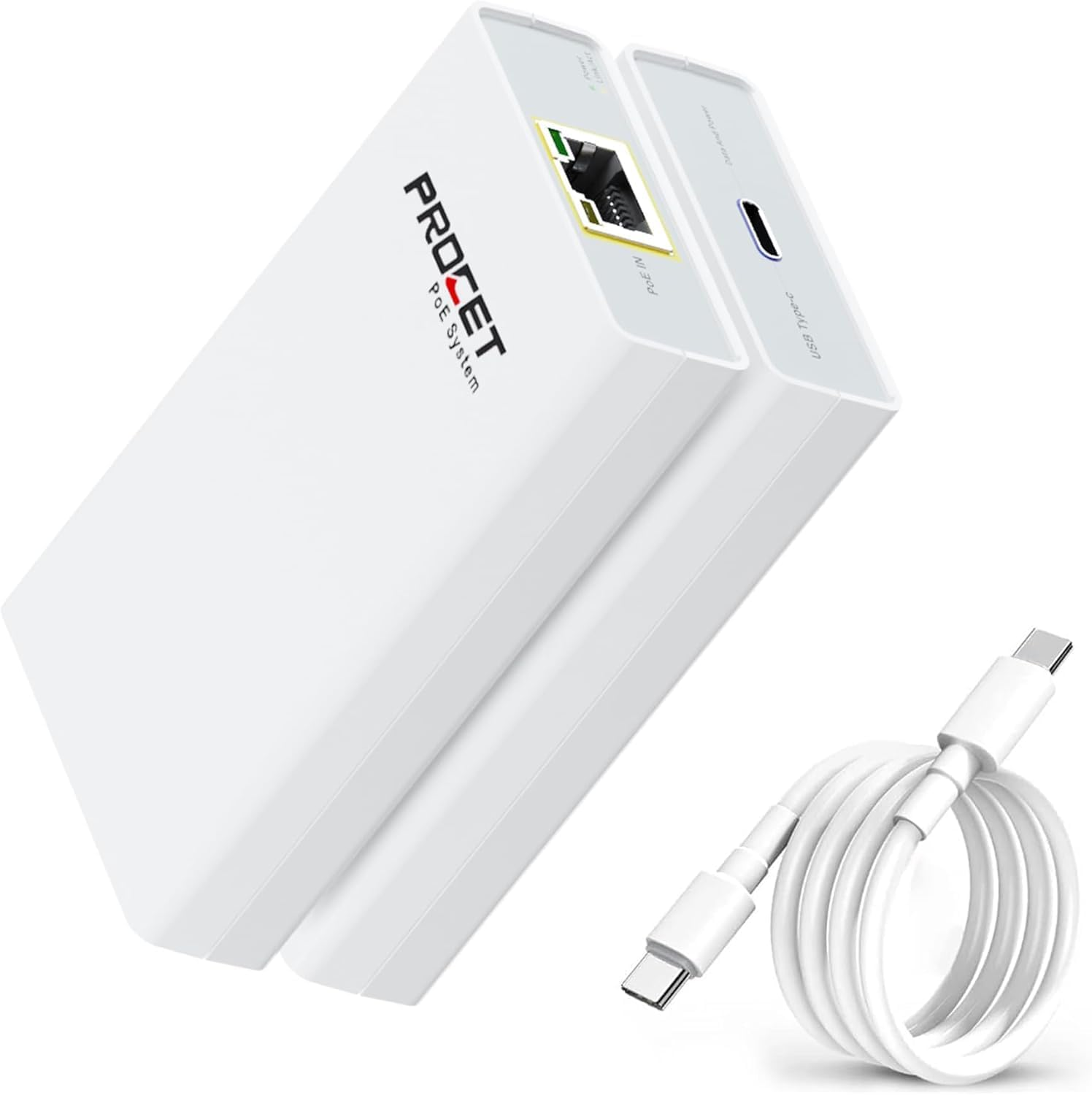 Poe to USB C Converter for Smart Phone/Tablet, USB-C to Ethernet Adapter with 60W Charging, Power & Data 2-In-1 RJ45 Port to Type-C Adapter, 10/100Mbps High Speed Plug & Play,Pt-Ptc-D-Bt image number 5