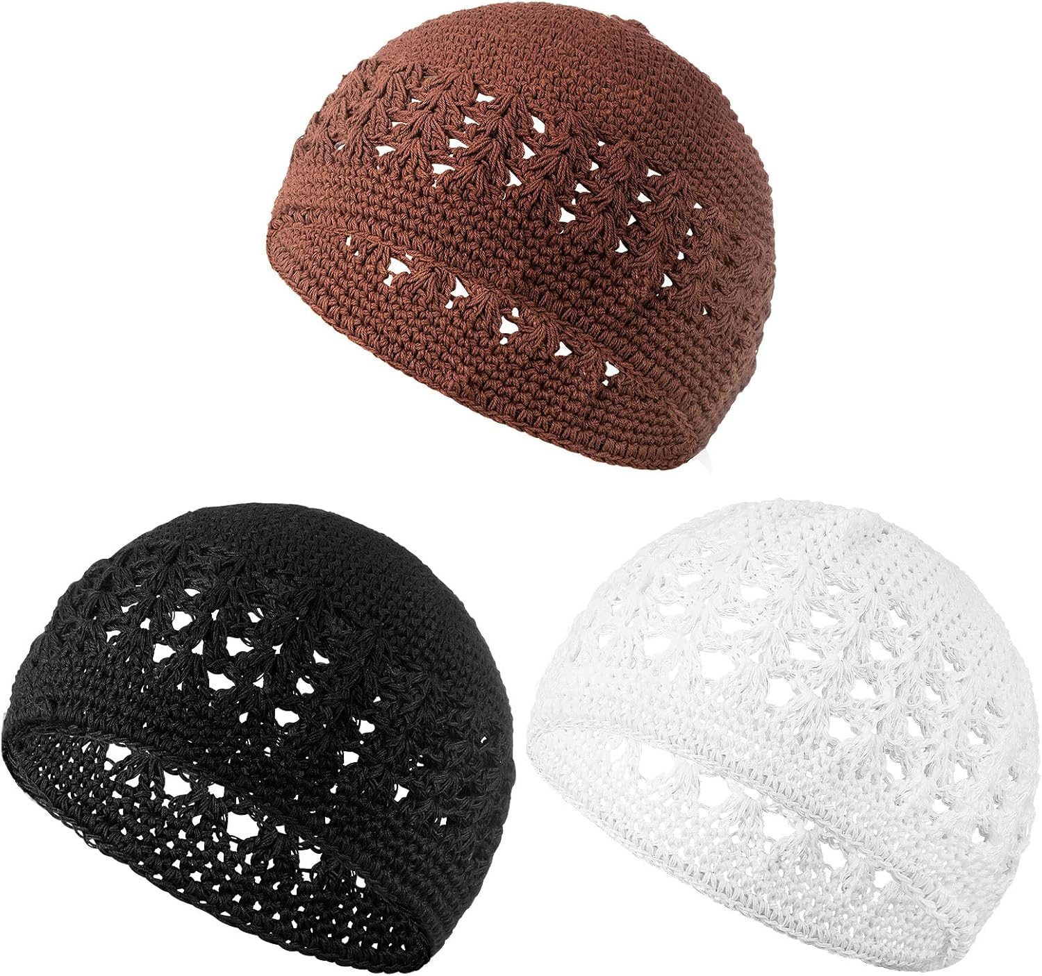 4 Pieces Knit Kufi Hat Crochet Beanie Skull Cap Knit Cap Knitted Stretchy Crochet Hat for Men Women