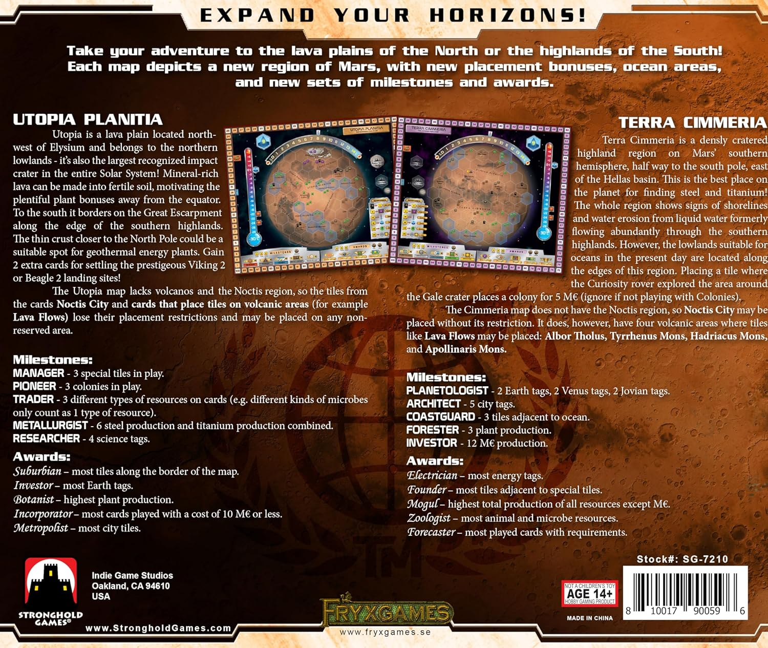 Stronghold Games Mars Utopia and Cimmeria Double-Sided Board Game with New Maps and Awards image number 4