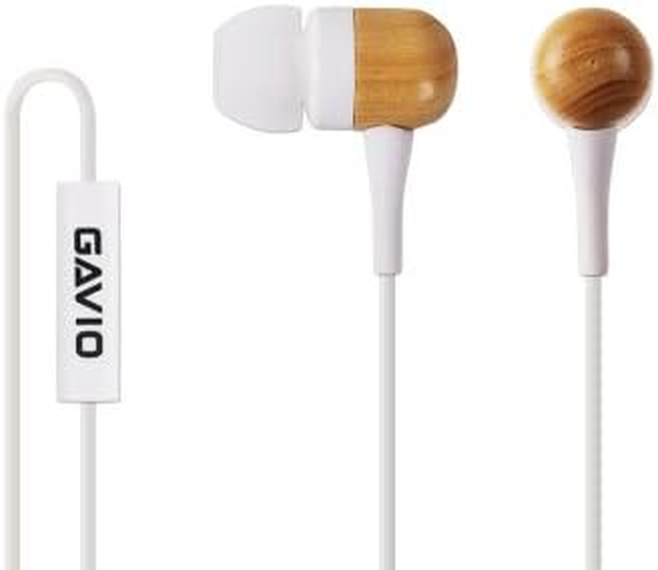 Gavio G25EE03200W [Iphone/Blackberry/Samsung Compatible Inner Earphones with Microphone] Groove Color Wood image number 1