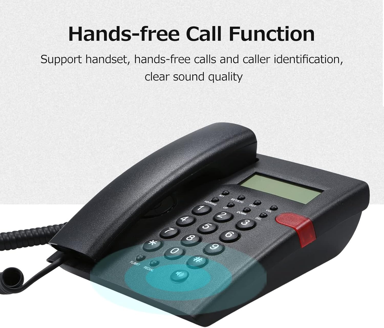 ACAGALA Desktop Battery-Free Landline Telephone with Caller Identification Adjustable LCD Screen Brightness Black(Us Telephone Line) image number 2