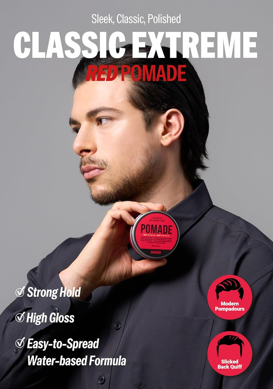 Dashu Classic Extreme Red Pomade for Men 3.5Oz - Strong Hold & High Shine for Hairstyling image number 5