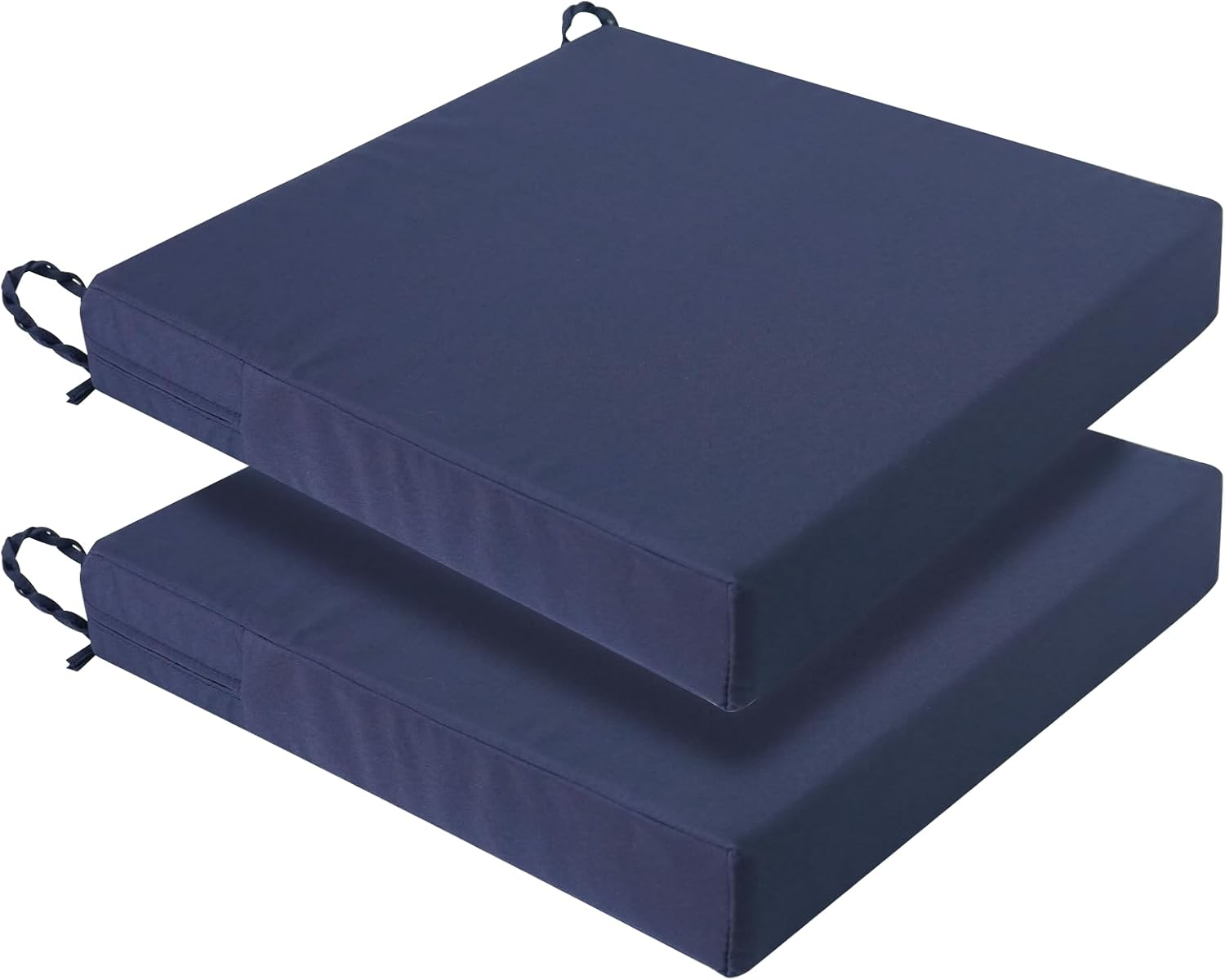 LIWEGHT Patio Chair Cushions 48X48X8Cm Waterproof Seat Cushion for Outdoor Furniture,Fade-Resistant Patio Furniture Replacement Cushions,Waterproof Zipper&Straps Garden Couch Chair Pads, Navy Blue image number 2