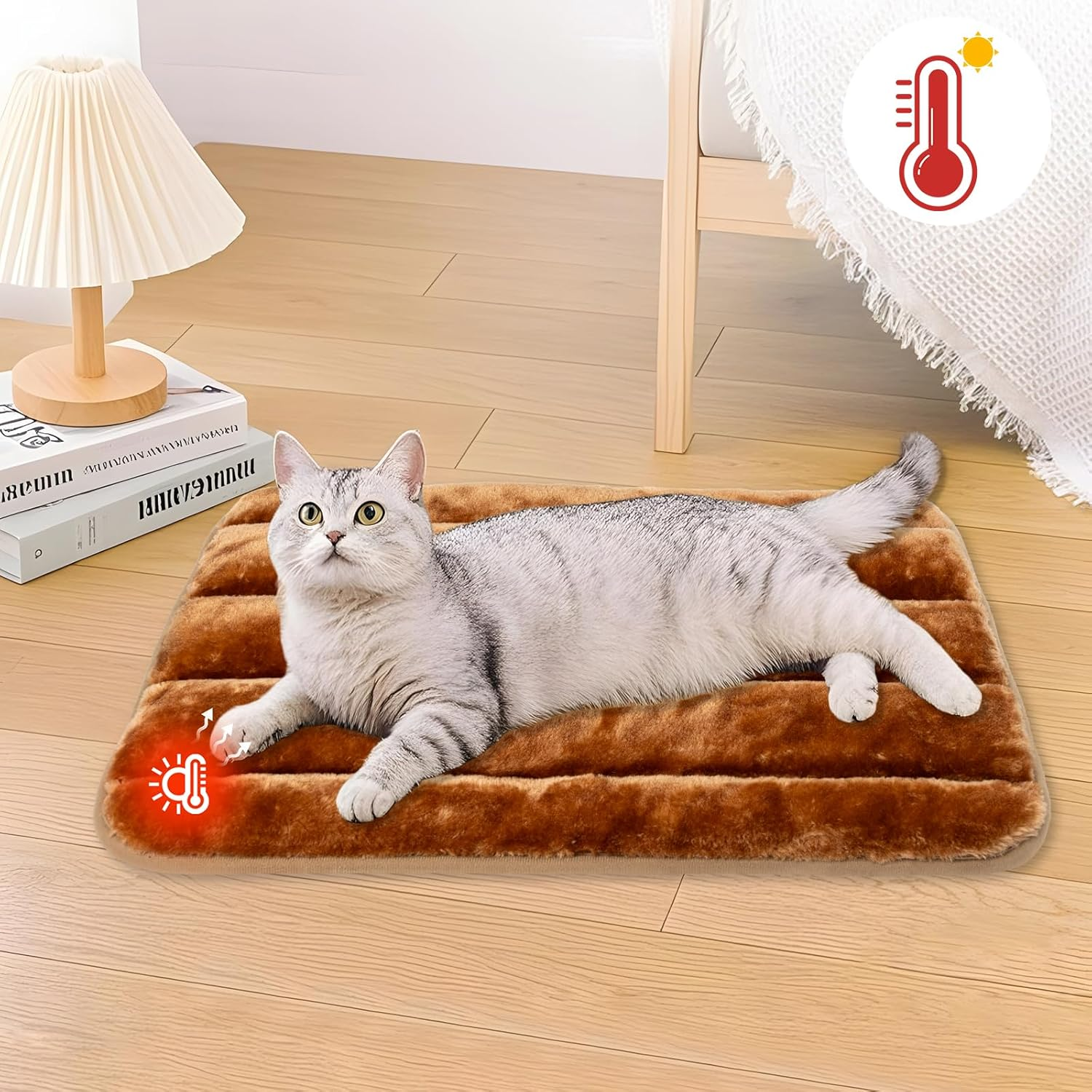 NACOCO Self Warming Cat Mat - Soft Winter Pet Pad Portable Dog Sleeping Bed Machine Washable for Cat Kitten and Puppy Lightweight (Large)