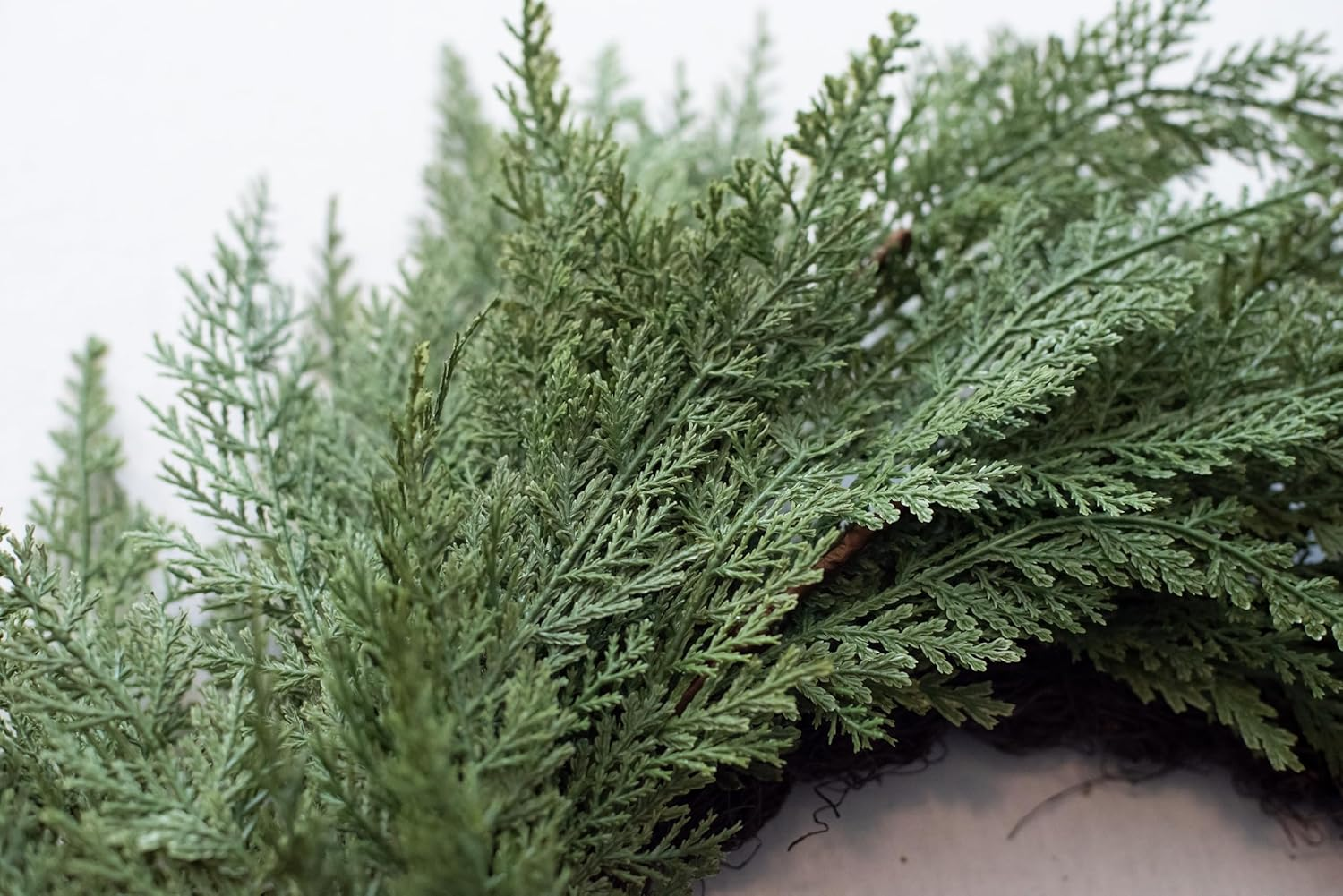 24" Artificial Cedar Wreath - 24 Inch Faux Cedar Wreath, Festive Green Wreaths for Front Door and Wall, Realistic Christmas Wreath, Indoor Holiday Decor for All Year Round