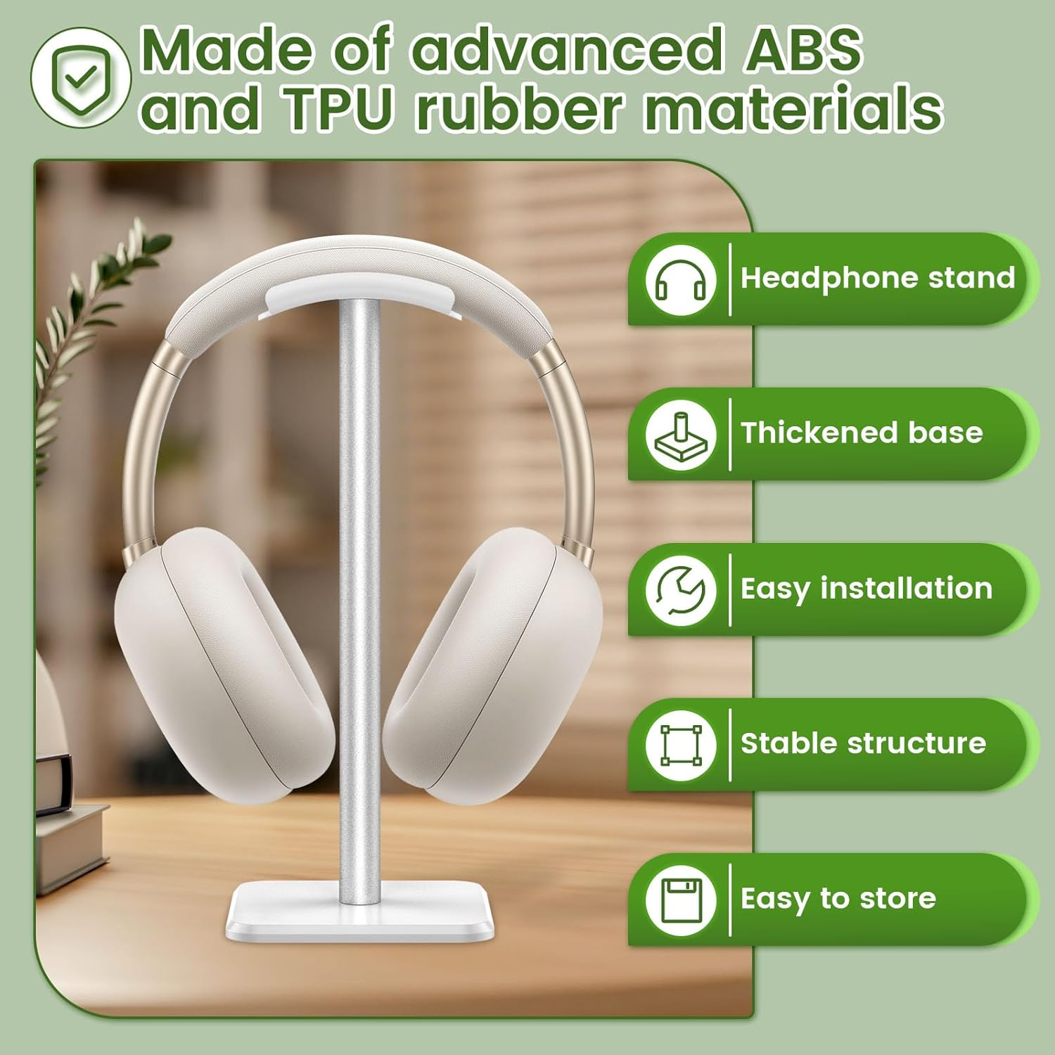 Hnvdkln Headphone Stand Detachable Headset Stand Universal Headphone Holder Space Saving Earphone Stand for Desk for Most Wired and Wireless Headphones (White) image number 5