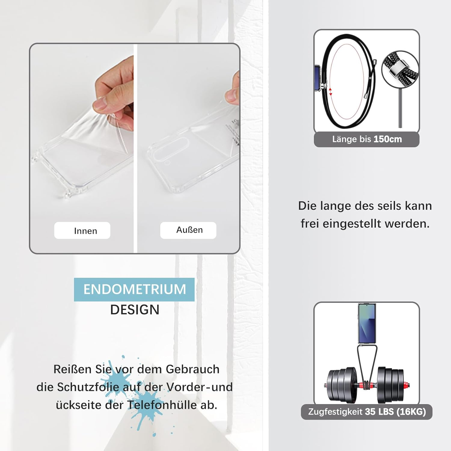 Mobile Phone Chain Case for Samsung Galaxy Z Fold 7, Case with Strap, Transparent Necklace Mobile Phone Case Z Fold 7 with Chain Cord Shoulder Ultra Thin Transparent Protective Case for Samsung Z Fold - Black image number 3