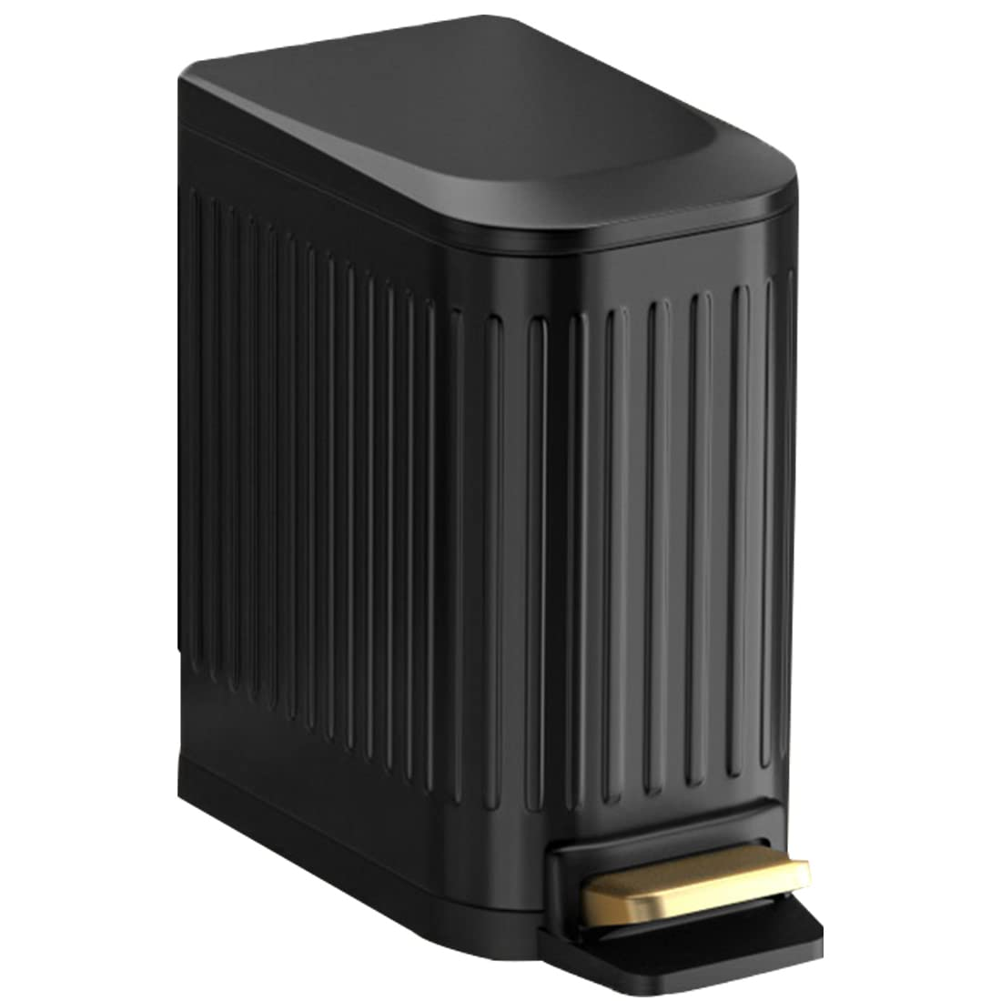 Small Bathroom Trash Can with Lid Soft Close, 6 Liter Pedal Bin, Stainless Steel Slim Garbage Bin with Inner Bucket for Bedroom, Office, Kitchen (Black) image number 5