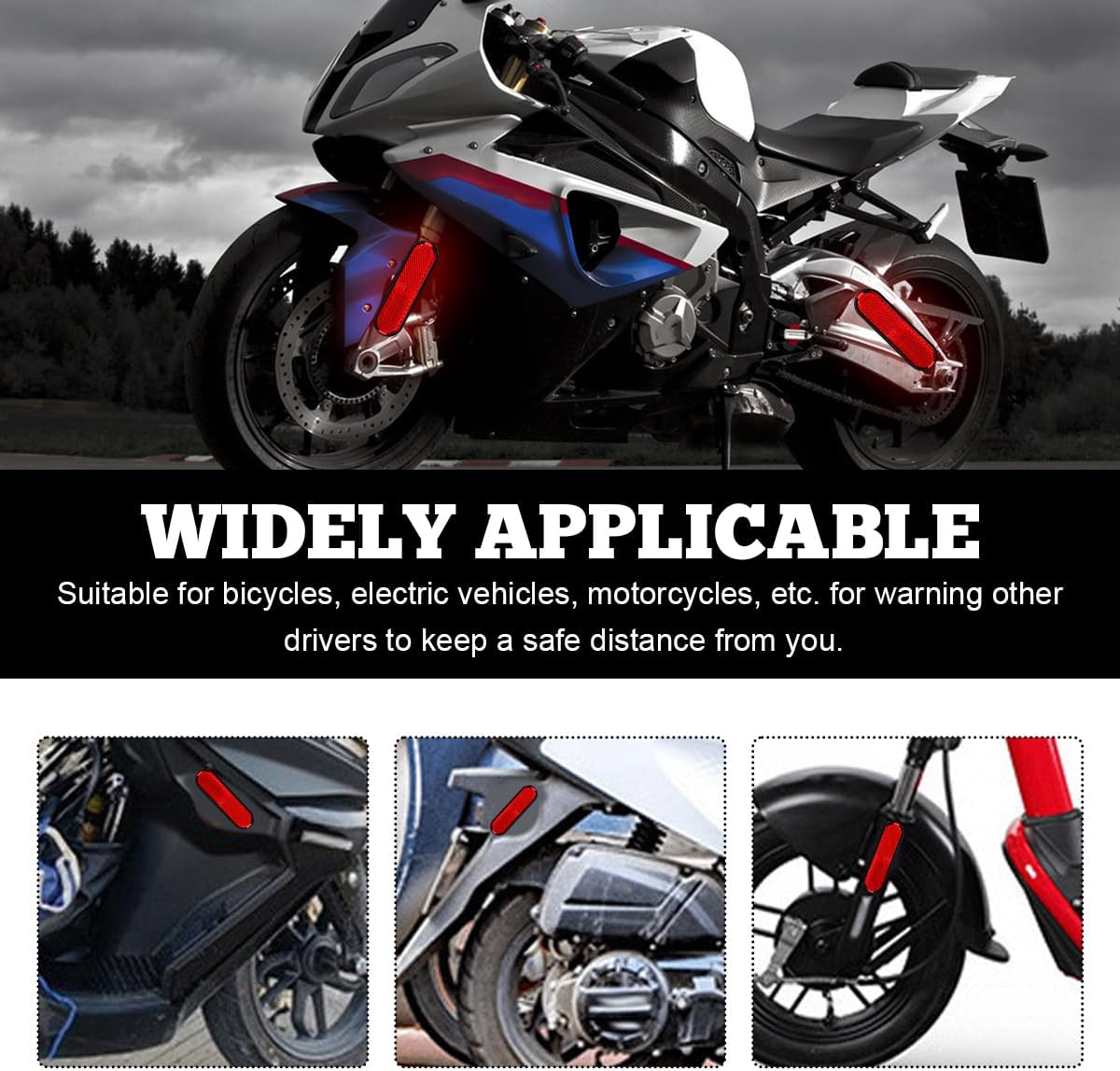 2 PCS Motorcycle Warning Reflectors, M6&times;1.0 Waterproof Plastic Reflective Warning Reflector, Motorcycle Rear Safety Reflector with Screw, Universal Motorcycle Accessories (L, Red) - A, Red image number 6