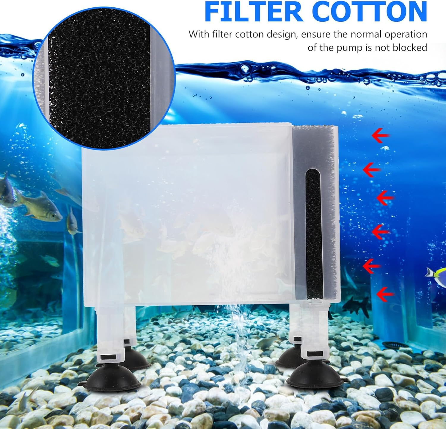LALAFINA Wear-Resistant Household Water Pump Case with Filter Sponge Protective Container Plastic Material Lightweight and Compact for Outdoor and Aquarium Pumps Transparent Large image number 2