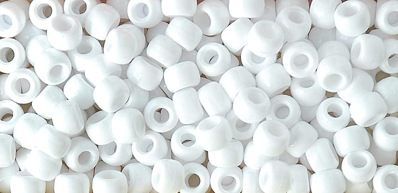 The Beadery 6 by 9Mm Barrel Pony Bead, White, 900-Pieces image number 1