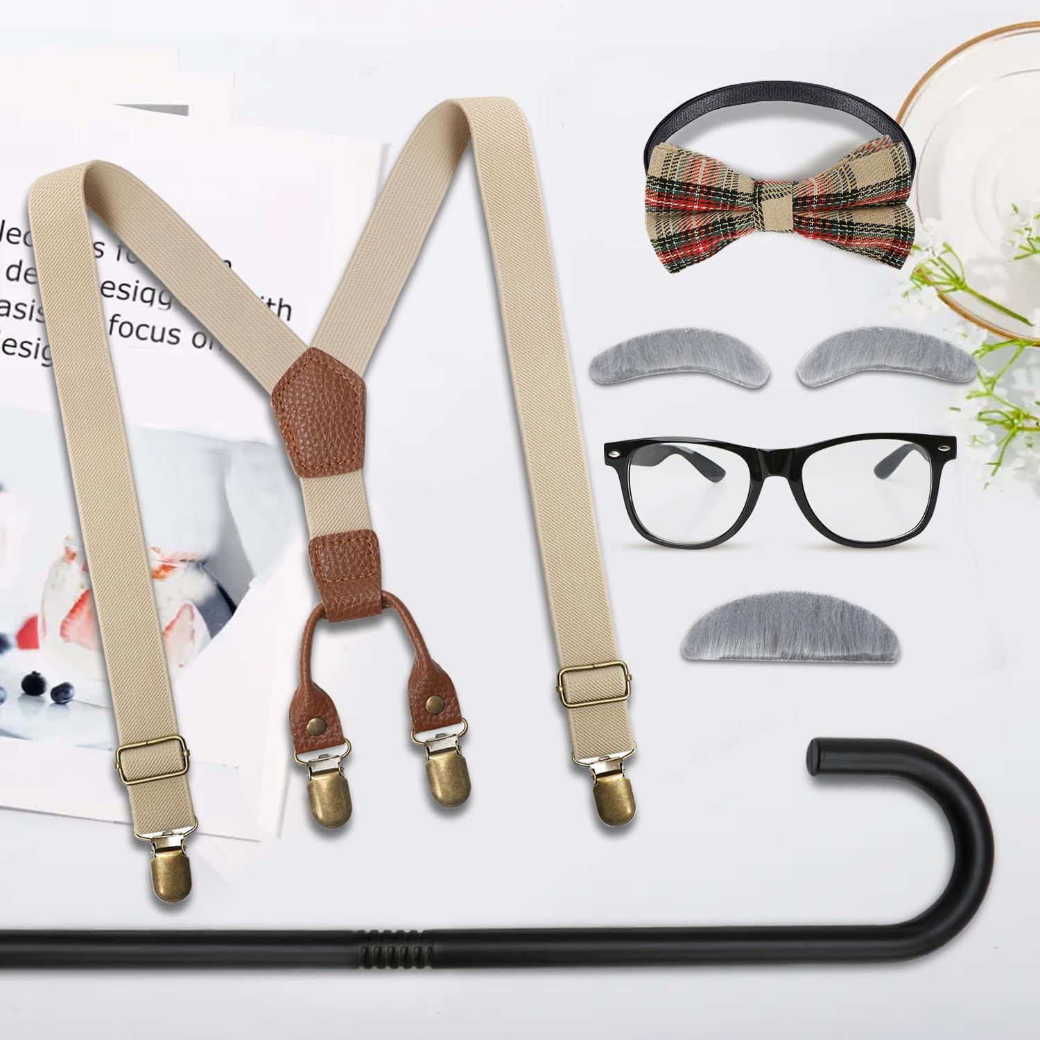 Kids 100 Days of School Costume Old Man Costumes Halloween Costume Dress up Outfit Accessories