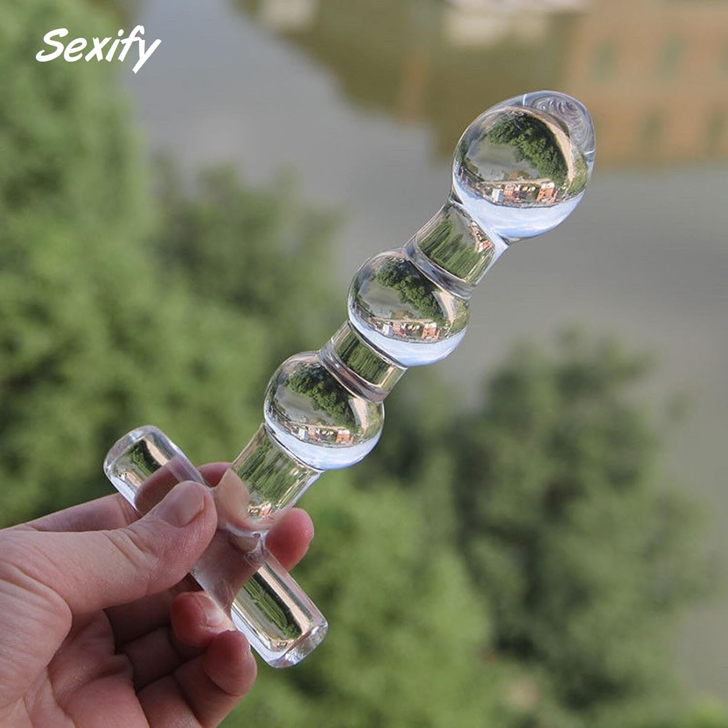 Glass Dildo Crystal Anal Plug Beads G-Spot Pleasure Wand Dong Stimulation Thruster Clear Butt Plug Temperature Play & Sensual Massage Men, Women and Couples Adult Sex Toy image number 6