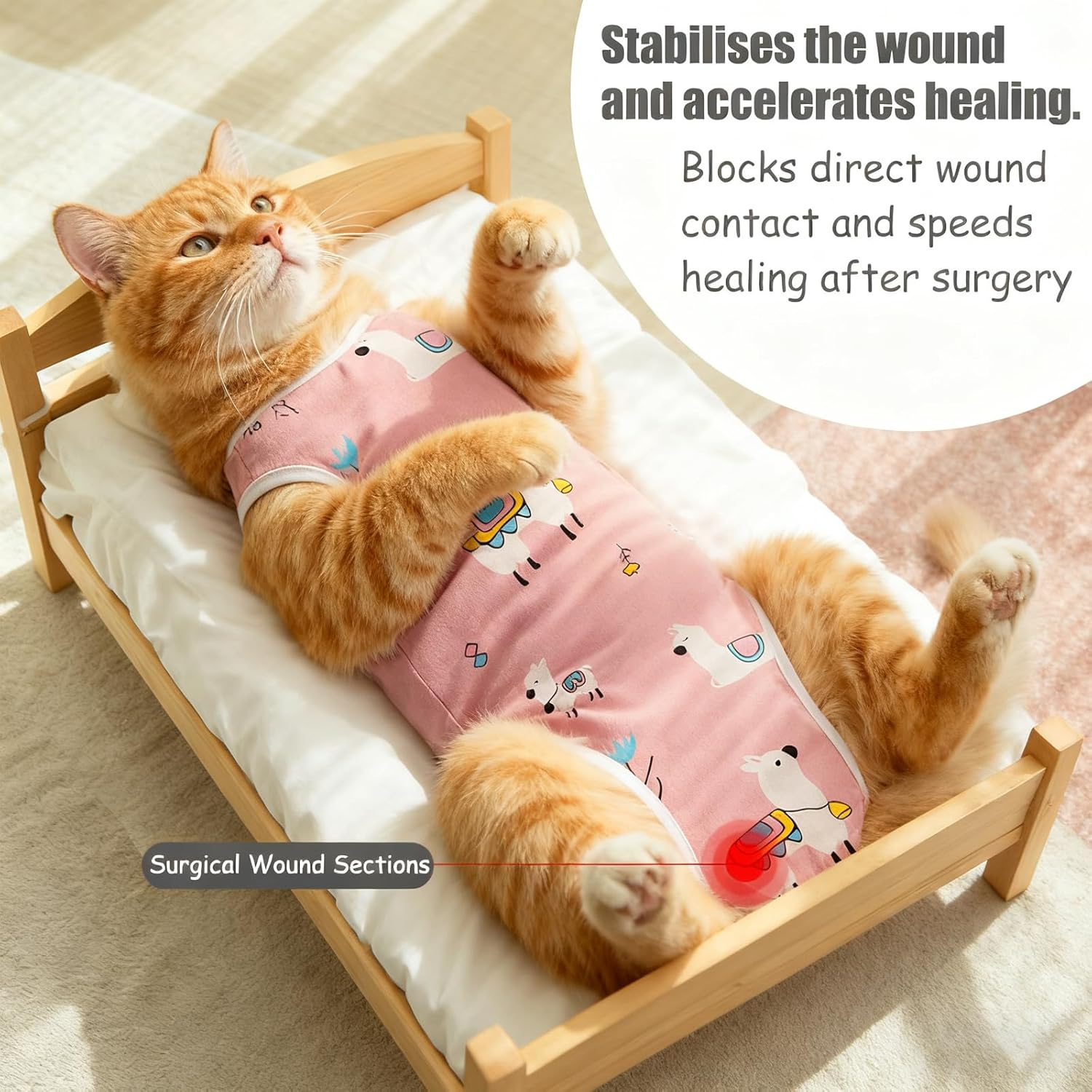 MUU Cat Recovery Suit, 2 Pack, Alternative to Surgical Shirt Collar, Breathable Onesie for Female Cats after Castu Surgery, Recovery Suit, Female Abdominal Wounds, Size M (2-4 image number 4