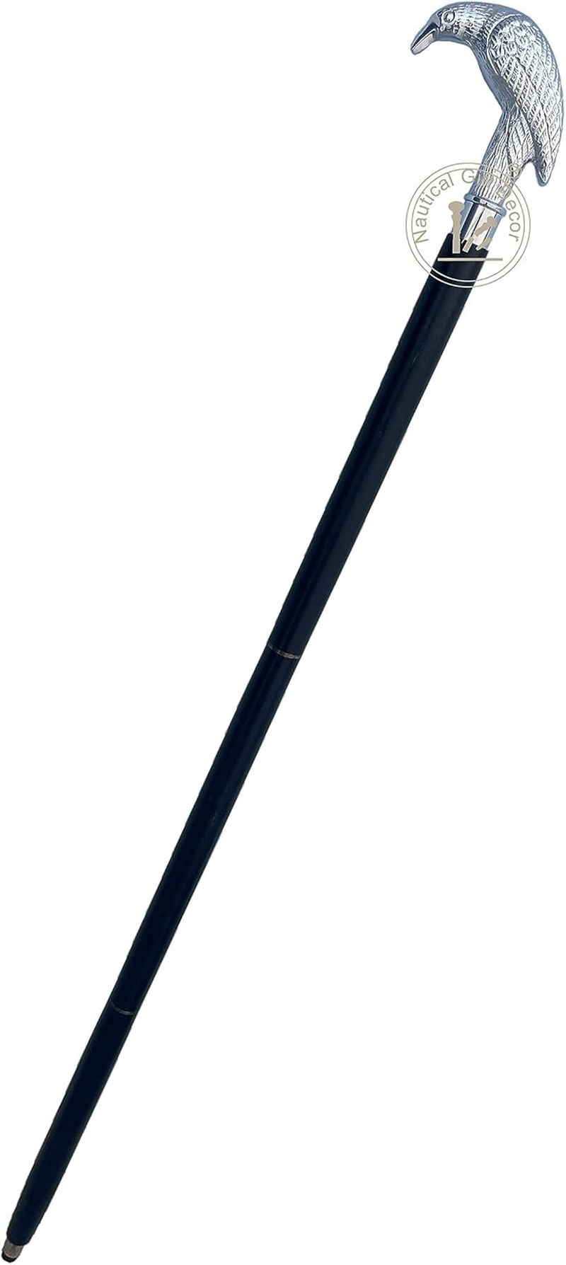 Edgar Allen Poe'S Mystic Raven Gothic Walking Stick Swagger Cane, 37 Inch, Hardwood, Black image number 3