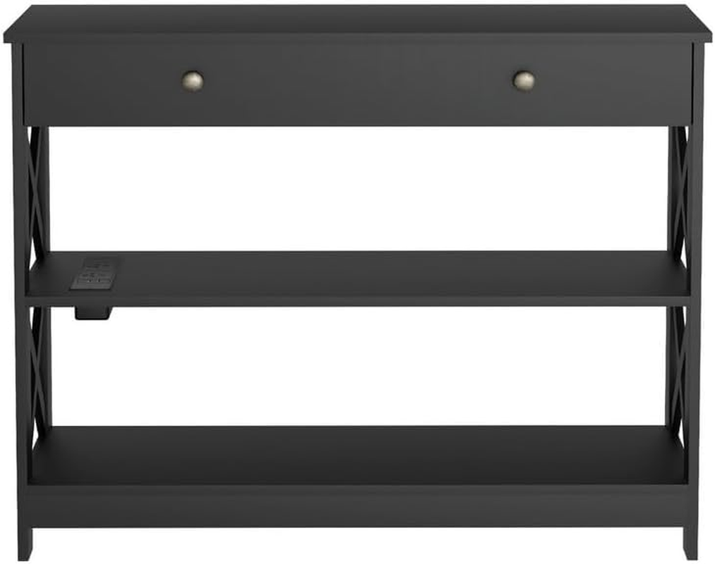 Artiss Console Table 3-Tier Entry Hallway Shelf Drawer Wood Outlets USB Ports image number 6