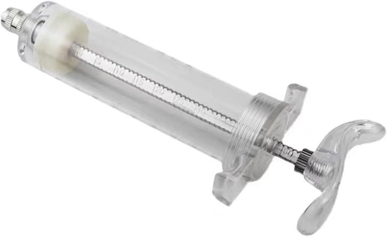 1 Set Feeding Syringe with Drench Nozzle Adjustable Dosage Reusable Drench Gun Syringe for Goat, Horse, Sheep, Dog, Pig, Cat, Bird, Small Pet (L-100Ml) image number 2