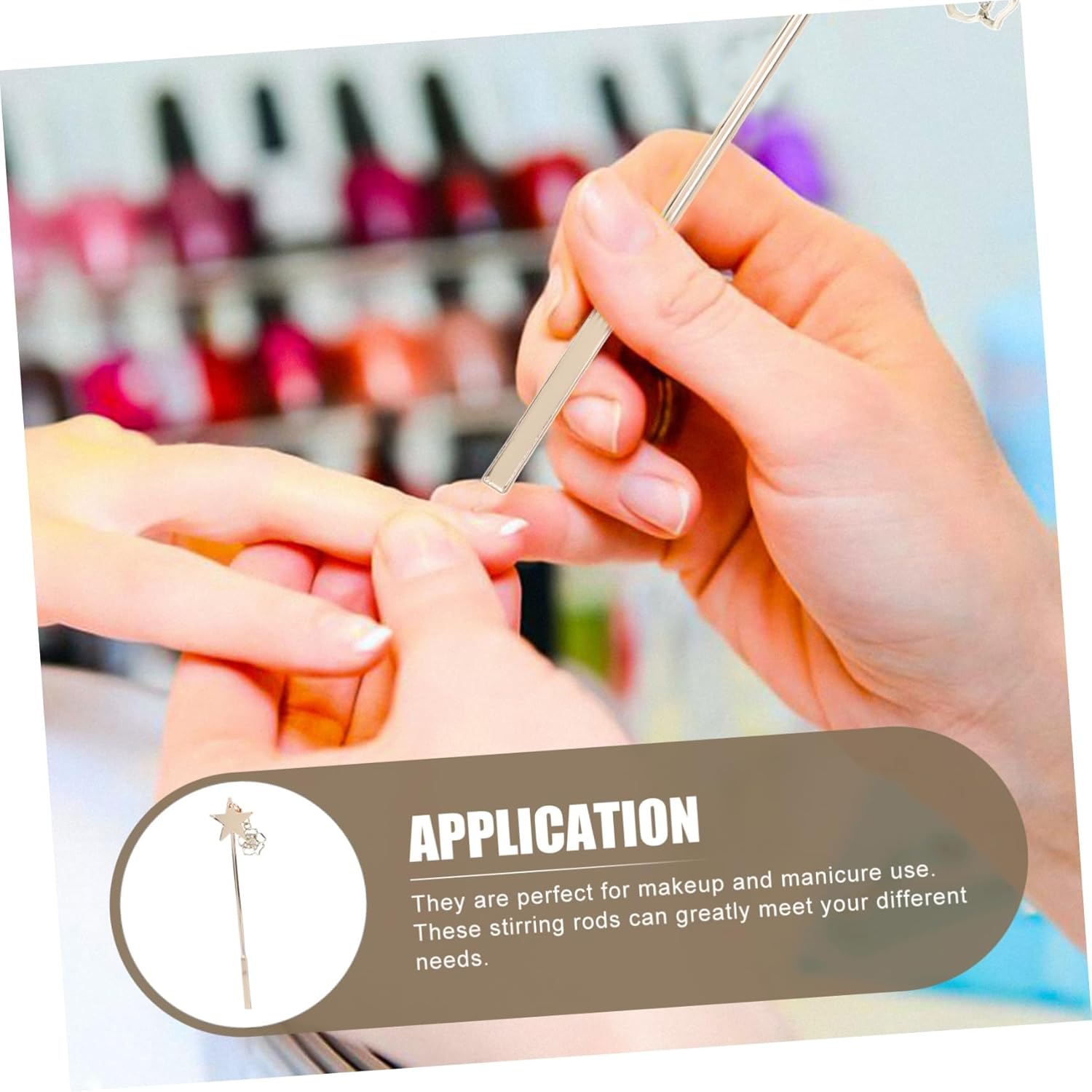 AUTSUPPL Creative Rose Pendant Nail Glue Stirring Stick Practical Metal Gel Mixing Rod for Salon and Home Manicure Use and Safe Accessory image number 3