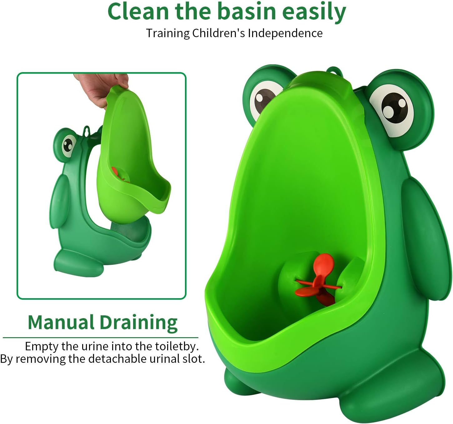 Foryee Cute Frog Potty Training Urinal for Boys with Funny Aiming Target - Green - Blue image number 7