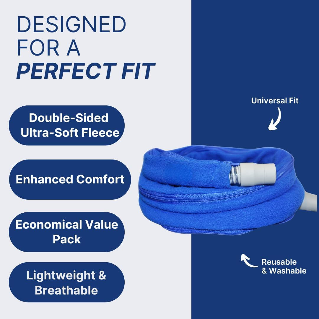 CPAP Hose Cover by Snugell - 6Ft Tubing Wrap - Compatible with Resmed, Fisher & Paykel and Other Tubes - Ultra Soft Zippered Fleece Cover, Insulation & Protection for CPAP Tubing (Blue) image number 4