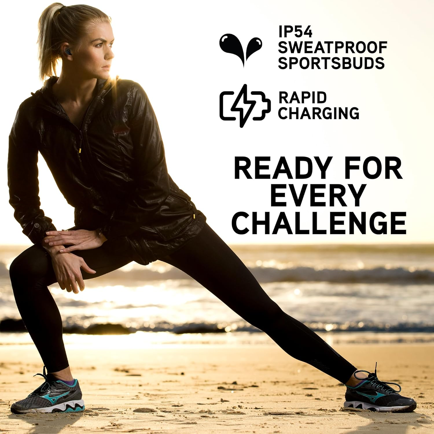 Blueant Pump Air Epic True Wireless Earbuds, Active Noise Cancelling with Transparency, 40Hr Battery with Charging Case, IP54 Sweatproof, 6 Mic Clear Calls, Rapid Charging, Black image number 3