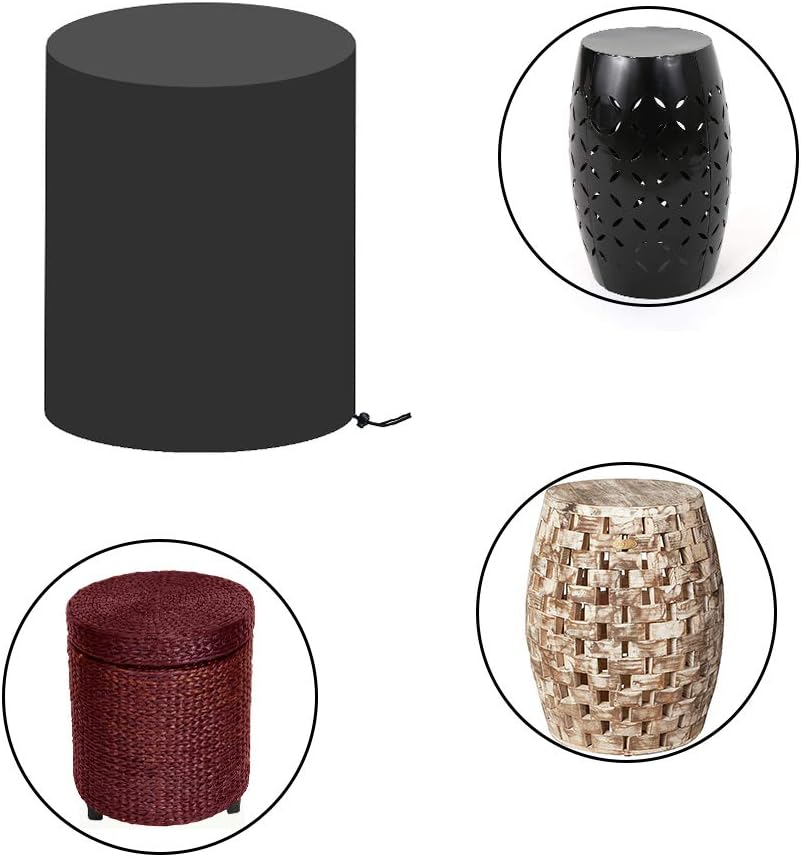 Fenghome round Patio Cool Bar Table Cover, Waterproof Fade Resistant Fabric with Drawstrings for Small Coffee Cocktail Outdoor Furniture Side Tables, Diameter 20.5 X Height 23 Inches (Black) image number 2