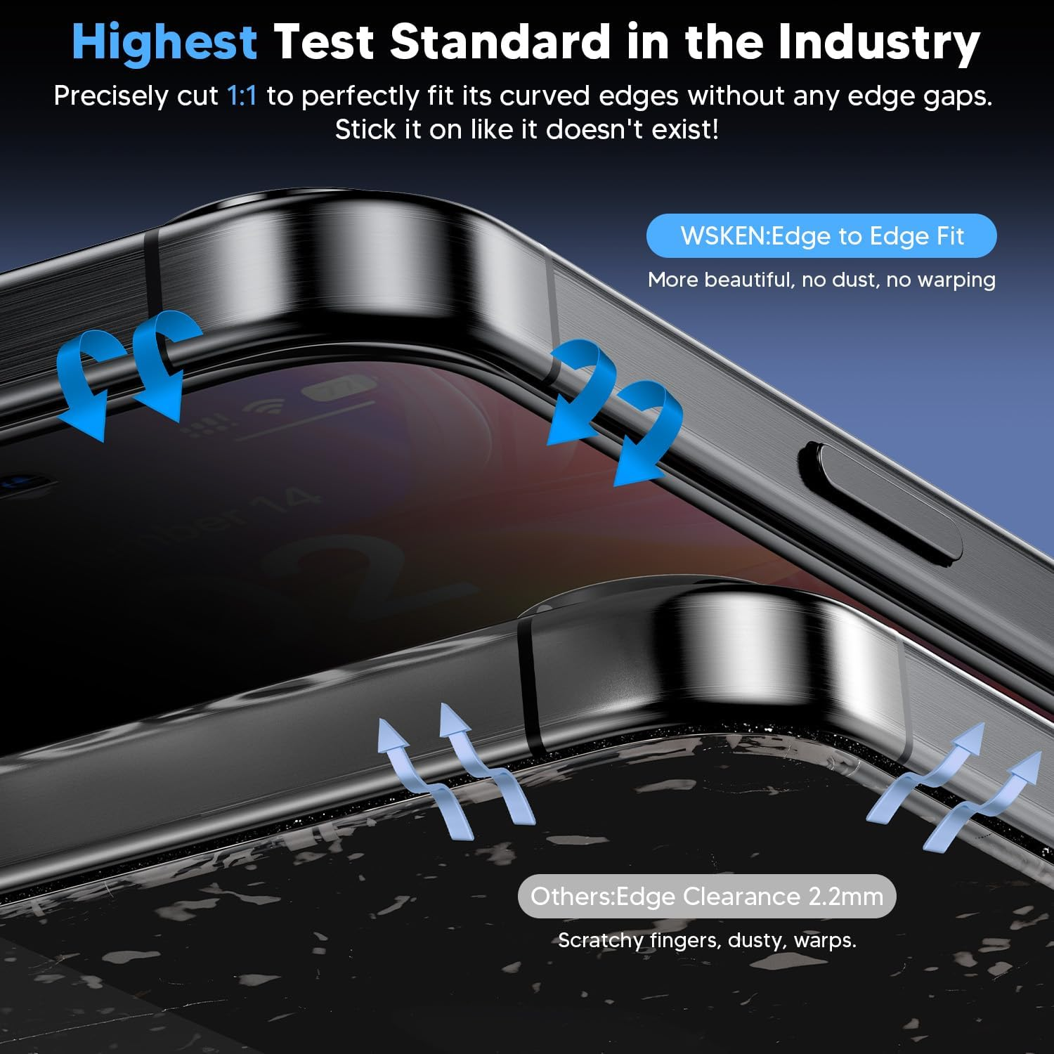 WSKEN for Iphone 16 Pro Privacy Screen Protector - [28&deg;Anti Spy][Auto-Dust Removal]Anti Glare Full Coverage 9H Hardness Tempered Glass Easy Installation,Bubble Free,Anti Fingerprint,Anti Scratch image number 5