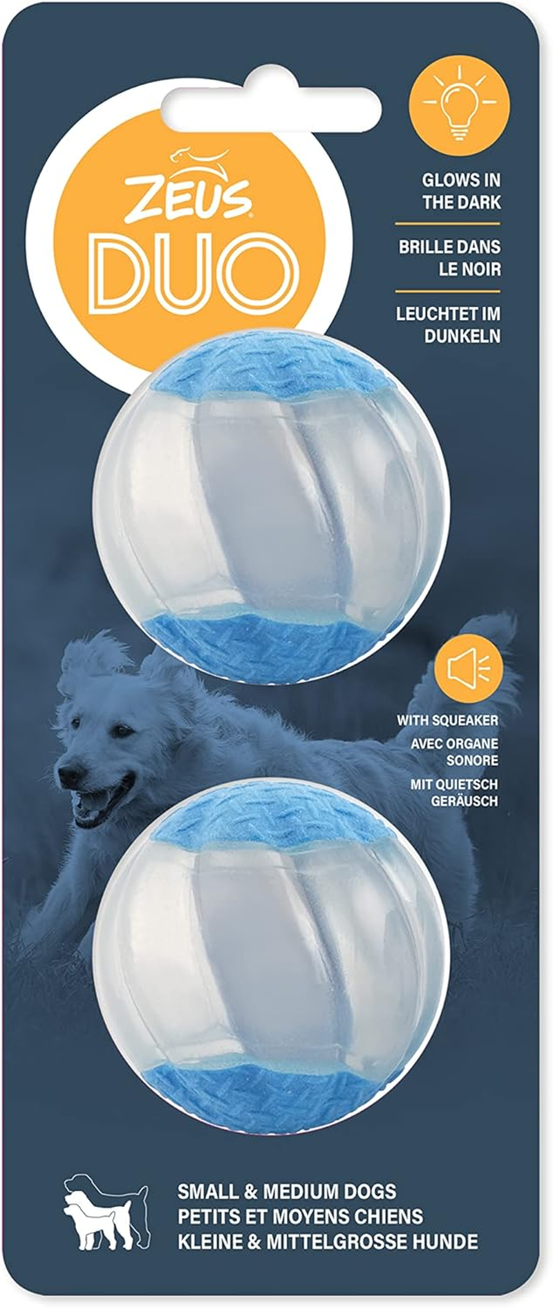 ZEUS Duo Balls with LED, Interactive Dog Toys, Small (96287)