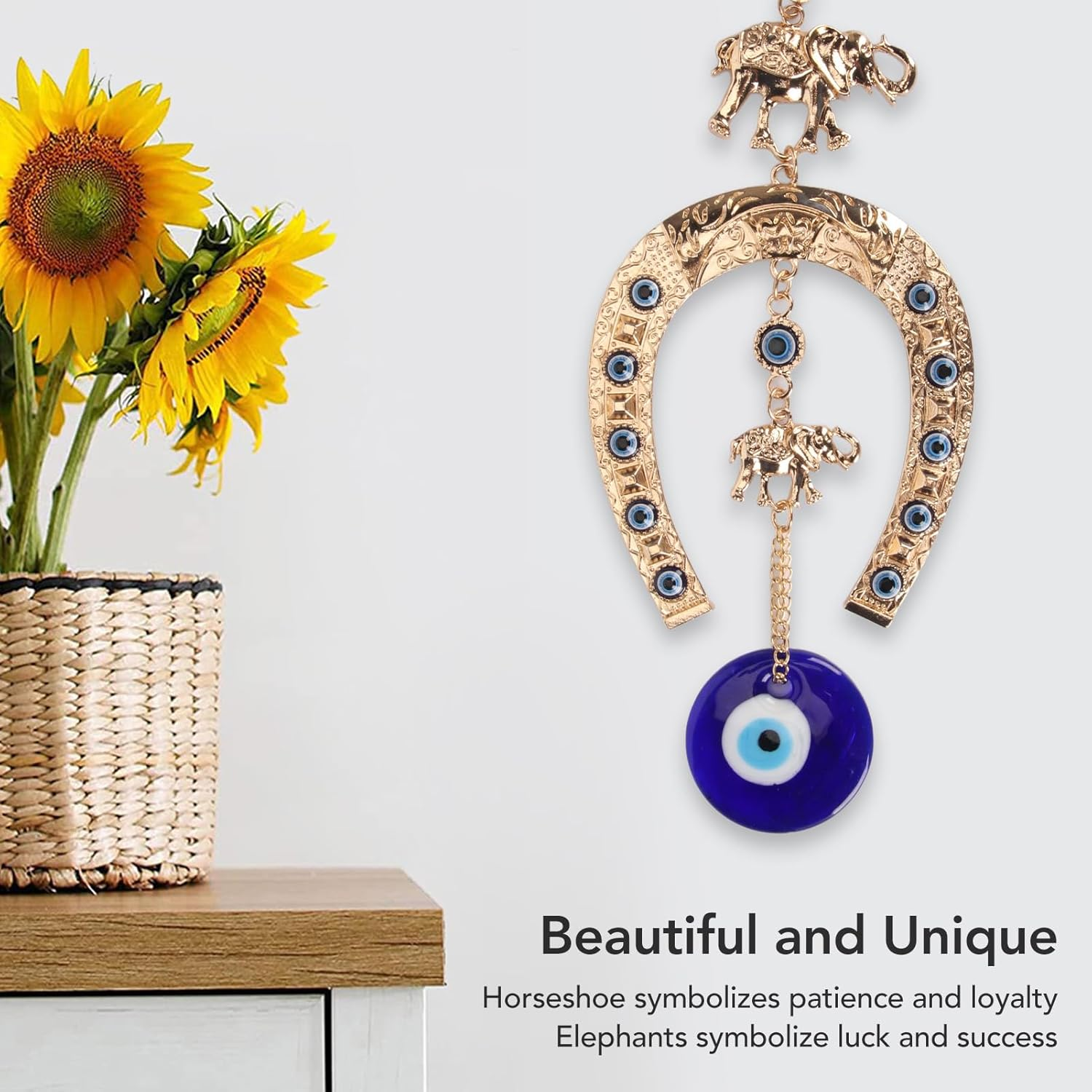 Evil Eye Wall Decor, Exquisite Blue Turkish Greek Nazar Amulet, Blessing Craft Gift Bring Good Luck, for Home, Office, Garden, Door, Beautiful Symbolism image number 3