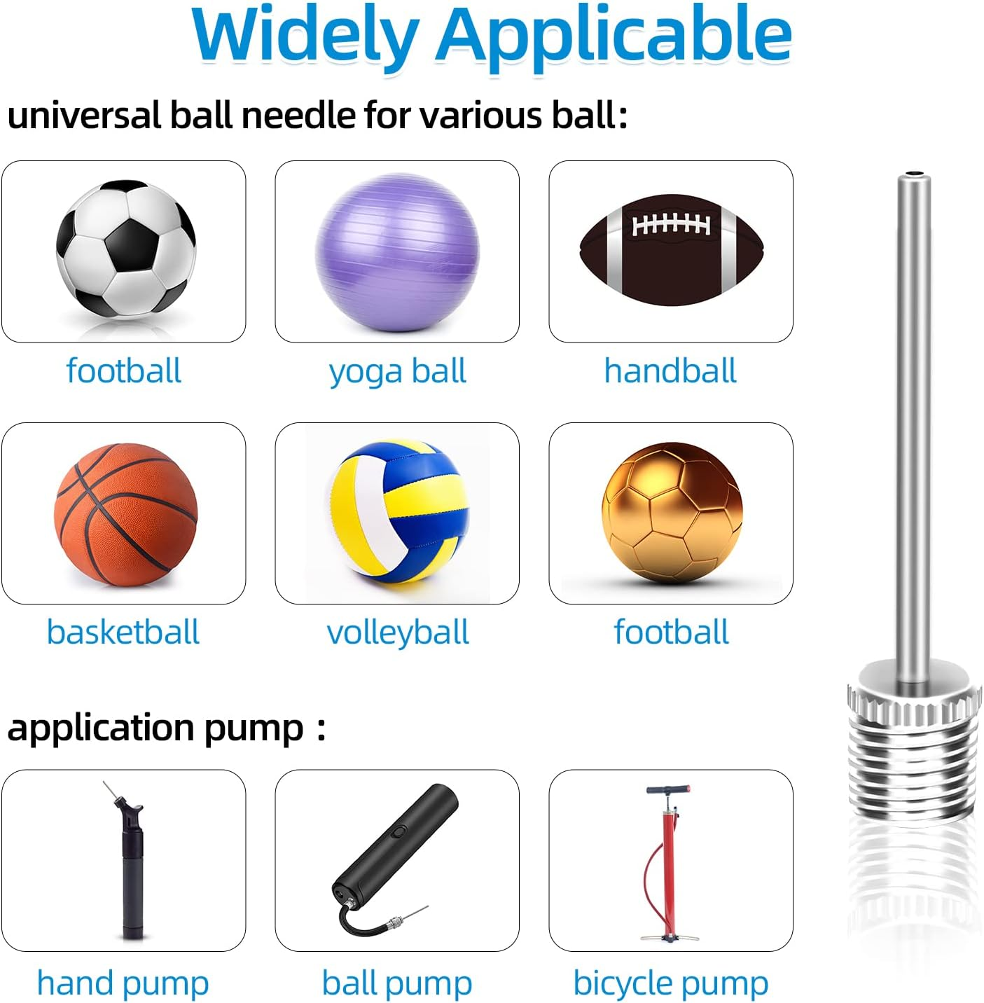 16PCS Air Pump Needle, Dual-Port Inflation Needles, Air Inflation Needle for Football Basketball Soccer Ball Volleyball Rugby Balls and Other Sports Balls Replacement Needles with Portable Storage Box image number 3