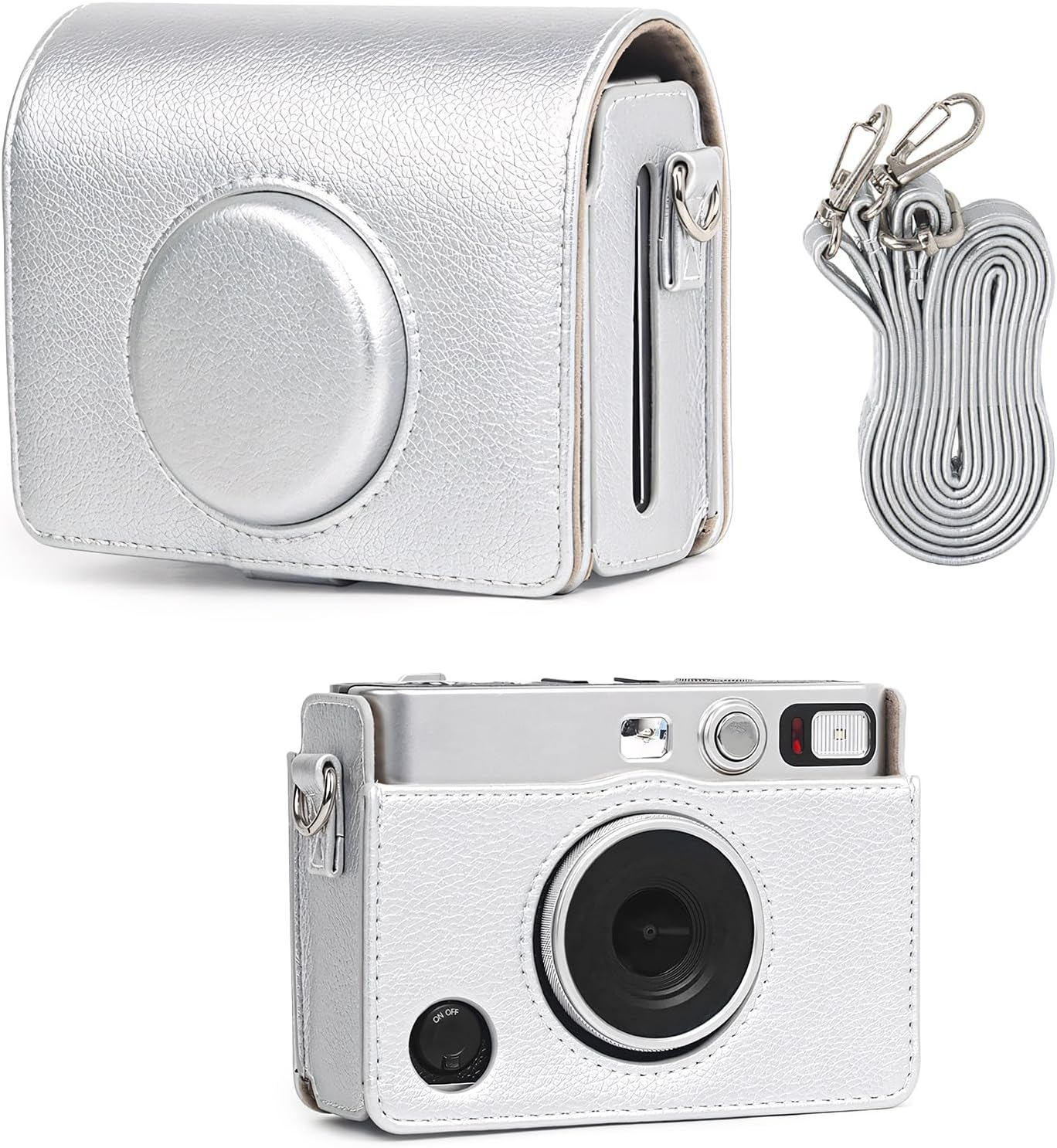 TYUANDOUER Protective Case Compatible with Fujifilm Instax Mini Evo Instant Camera, PU Leather Retro Carry Case for Fuji Instax Mini Evo with Adjustable Shoulder Strapp - Black