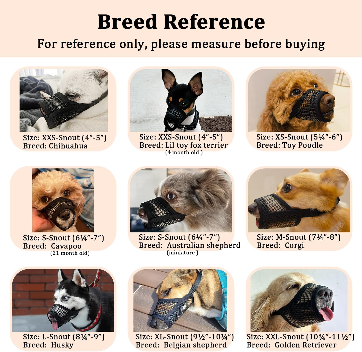 Mayerzon Dog Muzzle, Soft Mesh Muzzles for Small Medium Large Dogs Chihuahua Poodle Husky Labrador Retriever, Breathable Dog Mouth Guard for Biting Chewing Grooming, Allow Panting Drinking(Xs, Black) image number 3