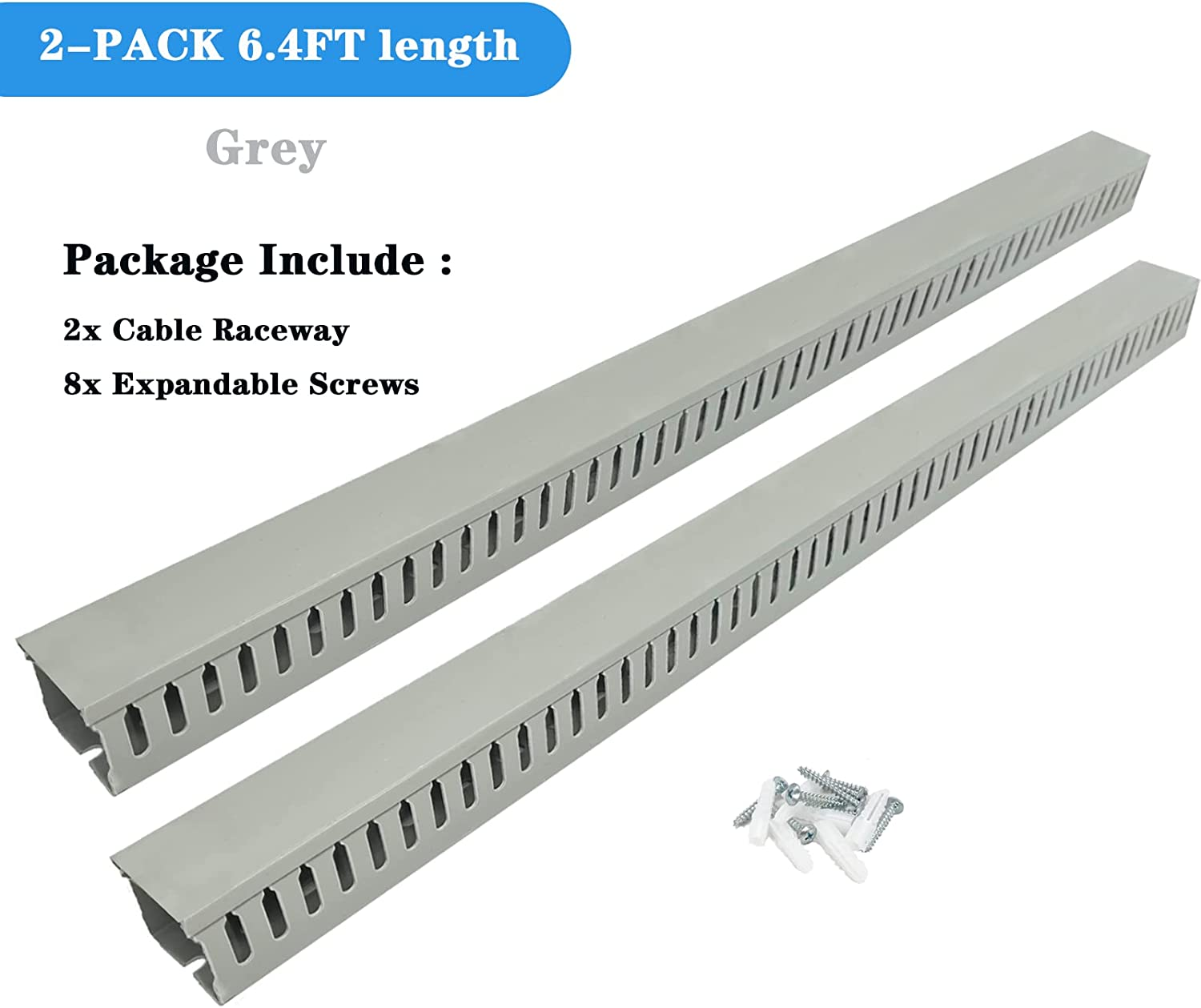 Adyawen 2''X2''Server Rack Cable Management, 6.4FT Cable Duct Cable Raceway Kit, Electrically Safe PVC for Network Cable Management, Open Slot Wire Raceway for Computer under Desk, Wire Duct 2 X 3.2FT