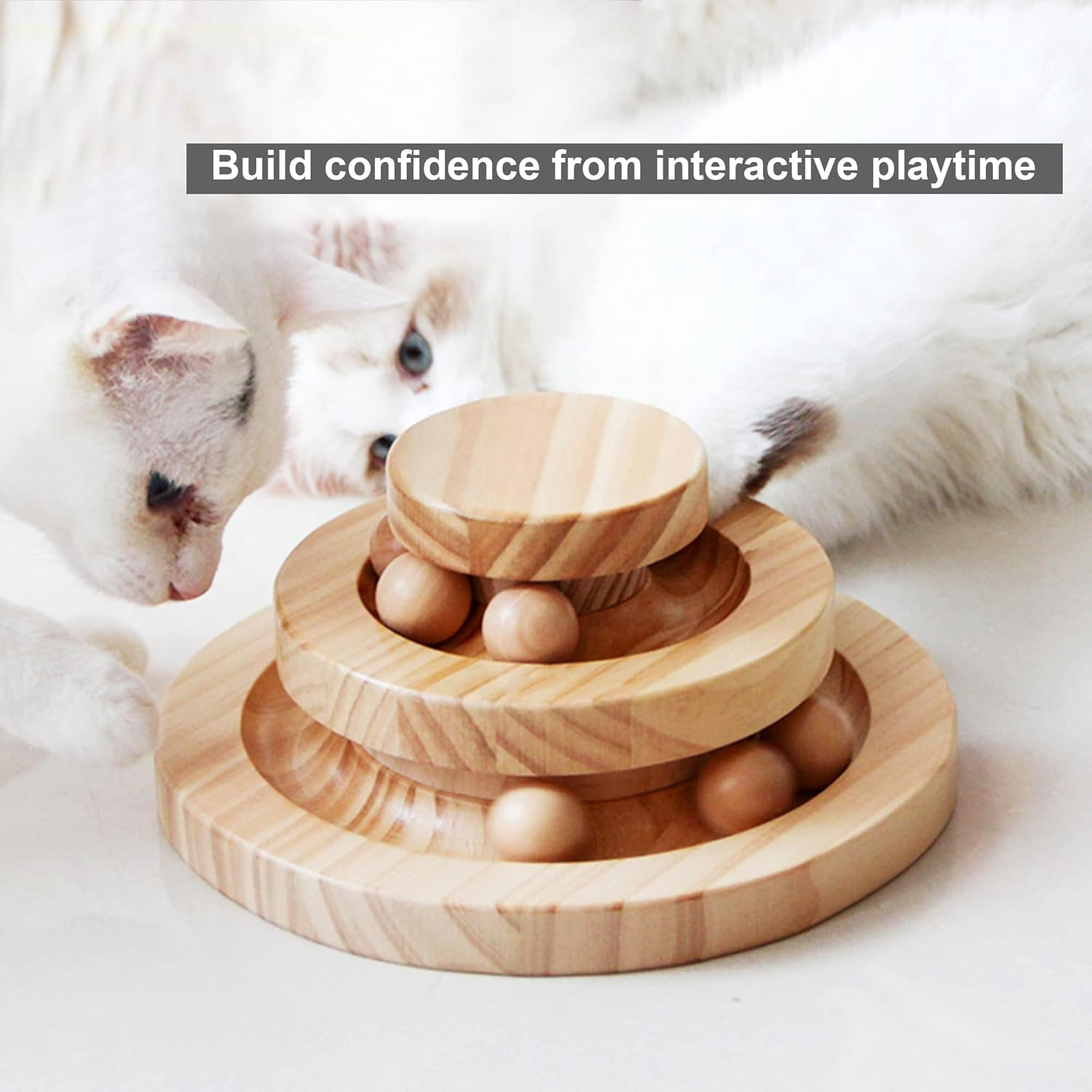 Wooden Cat Ball Track. This Interactive Cat Toy Will Help Your Cat Exercise and Relieve Stress and Boredom image number 1