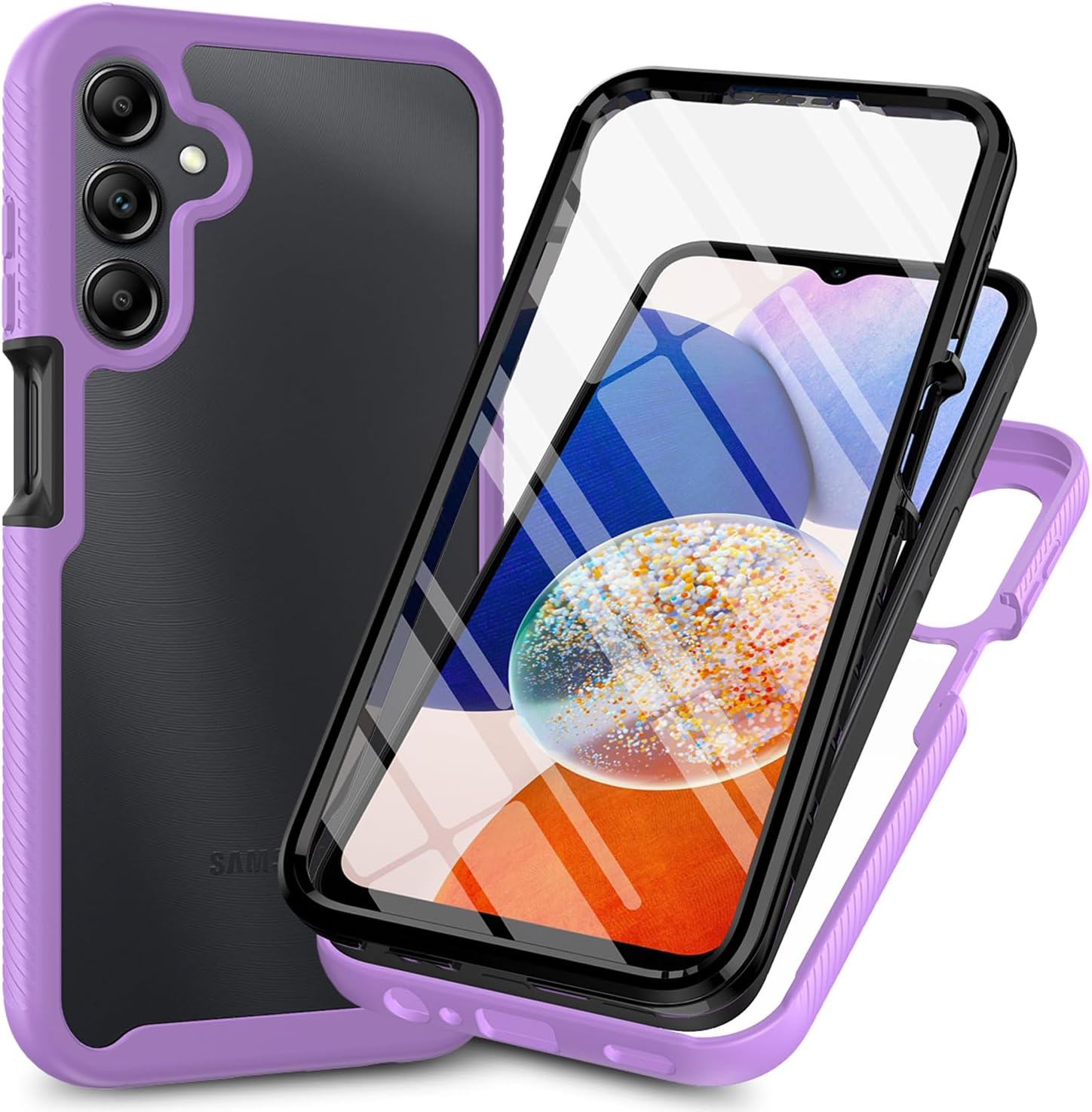 XINYEXIN Case for Samsung Galaxy A17 5G/4G, Built-In Screen Protector 360 Degree Full Body Shockproof Heavy Duty Protection Case - Light Purple image number 2