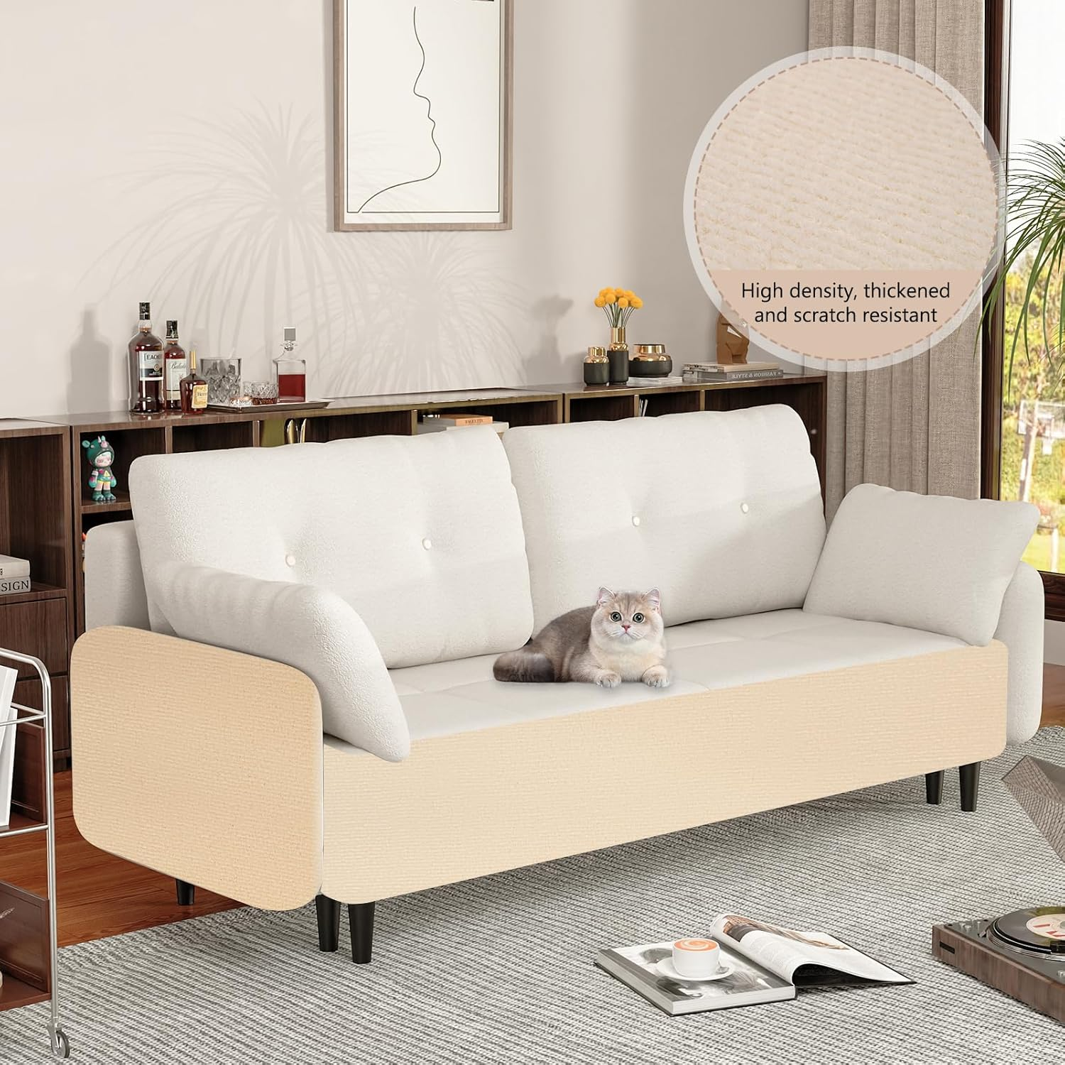 Scratching Mat, Self-Adhesive Cat Scratching Board, Scratching Mat, Self-Adhesive, Scratch-Resistant Sofa Scratching Mat, Cat, 30 X 100 Cm, DIY Scratching Board, Trimmable Protection image number 3