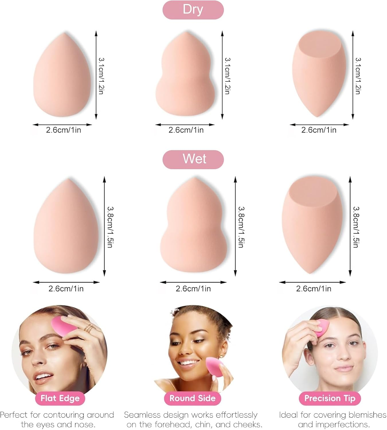 30 Pcs Mini Beauty Blender Makeup Sponge Set, Professional Foundation Blending Makeup Sponges for Liquid, Powder, Cream & Sunscreen,Non-Latex, Wet & Dry Use, Ideal for Eyes & Nose image number 1