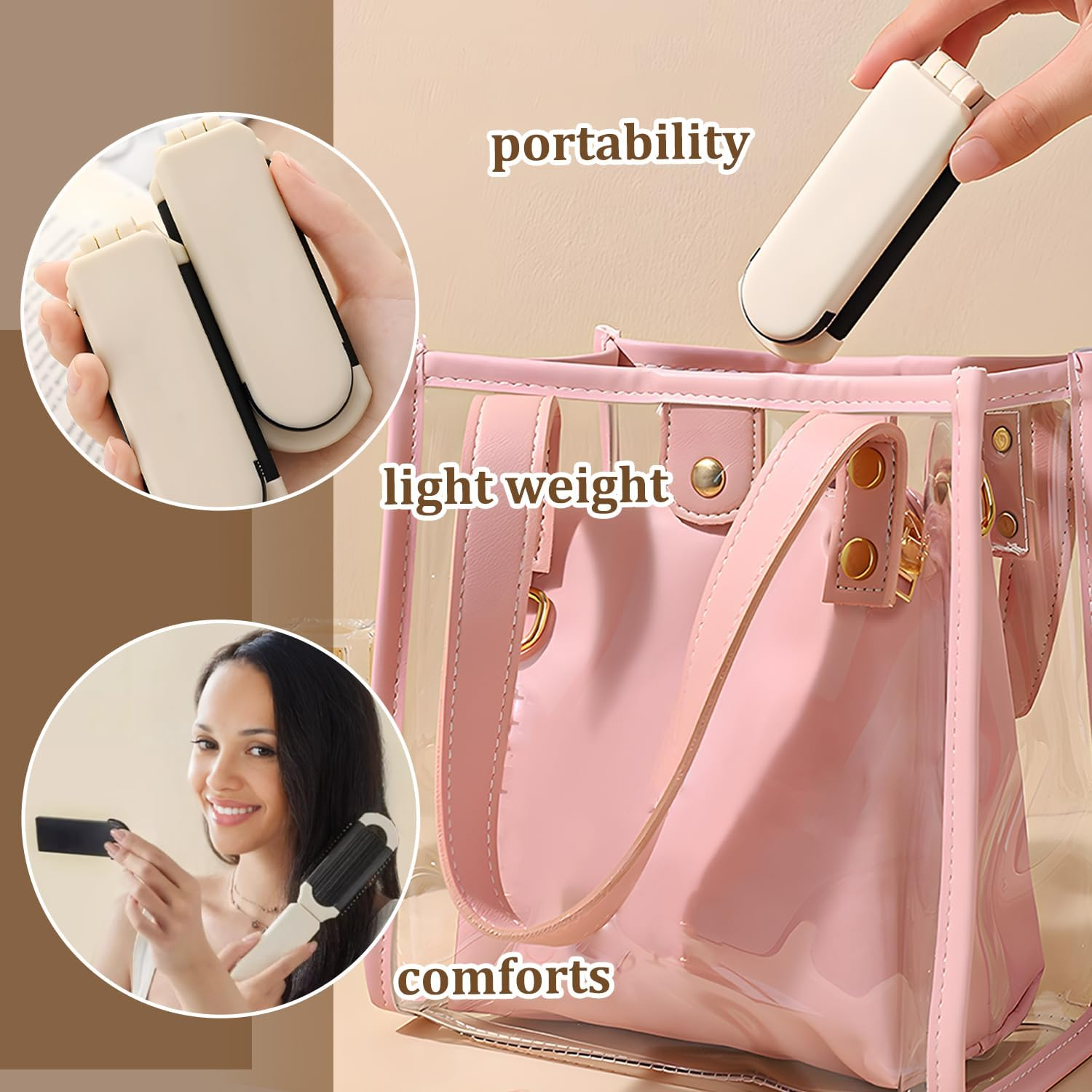 TORMEN 2 Pack Folding Travel Brushes for Hair Travel Hair Brush with Detachable Mirror Compact Scalp Massage Comb for Women Mini Portable Hairbrush for Purse Gym Trip(Electroplated Silver Plating) image number 1