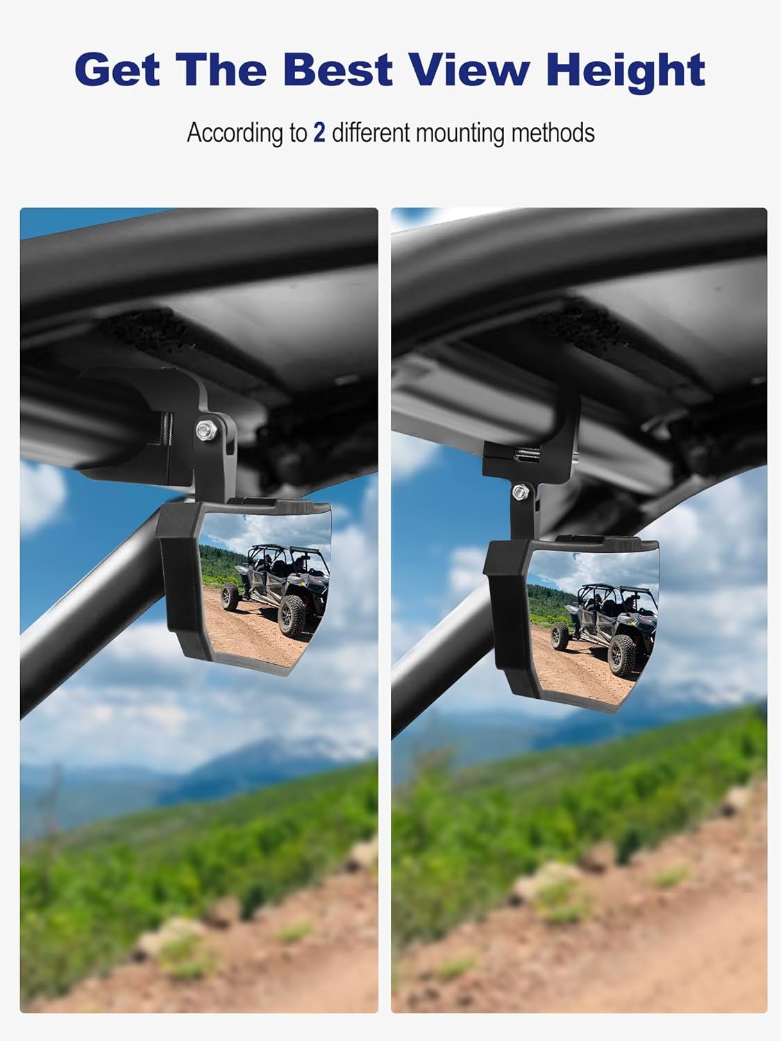 UTV Rear View Mirror, HD SXS UTV Center Mirror with Aluminum Clamp Fits 1.5"-2.0" Roll Cage Mount, Compatible with Polaris RZR, Maverick Can Am X3, Pioneer, Talon, Kawasaki, CFMOTO, Yamaha image number 6