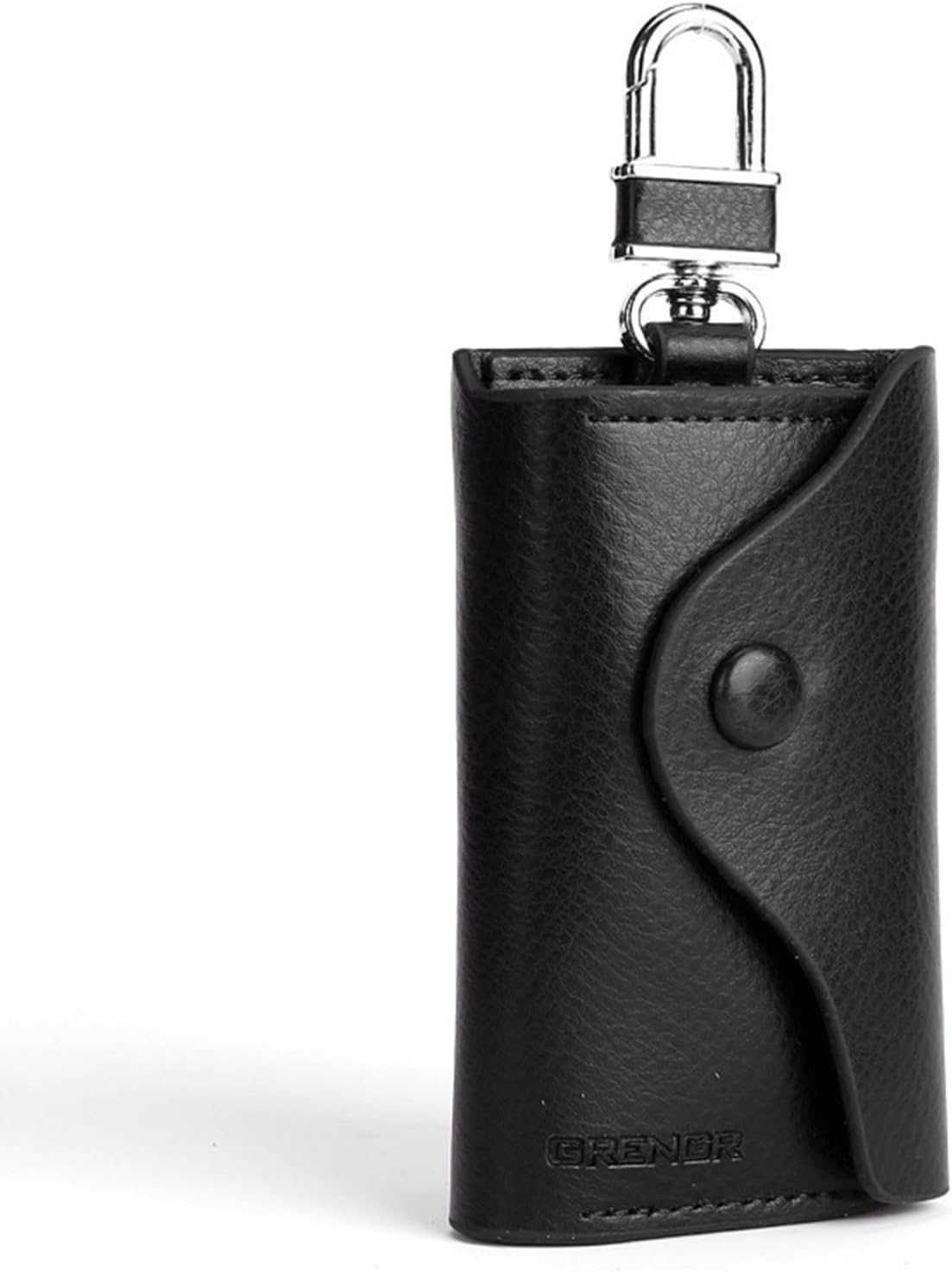 Updated Men'S PU Leather Car Key Bag with Added Stainless Steel Ring for Storing Access Cards, Car Key Case, Waist Hanging Cowhide Multifunctional Keychain Holder, Vintage Car Key Fob Wallet