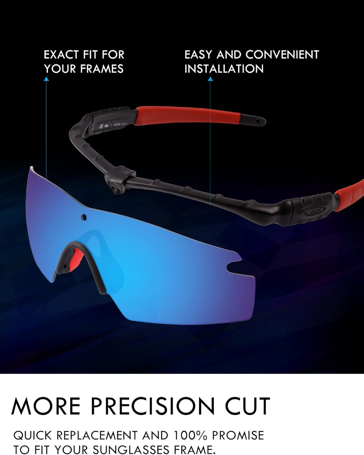 Raydi Polycarbonate Replacement Lenses & Nosepads for Oakley Ridgeline OO9419 Sunglasses image number 2