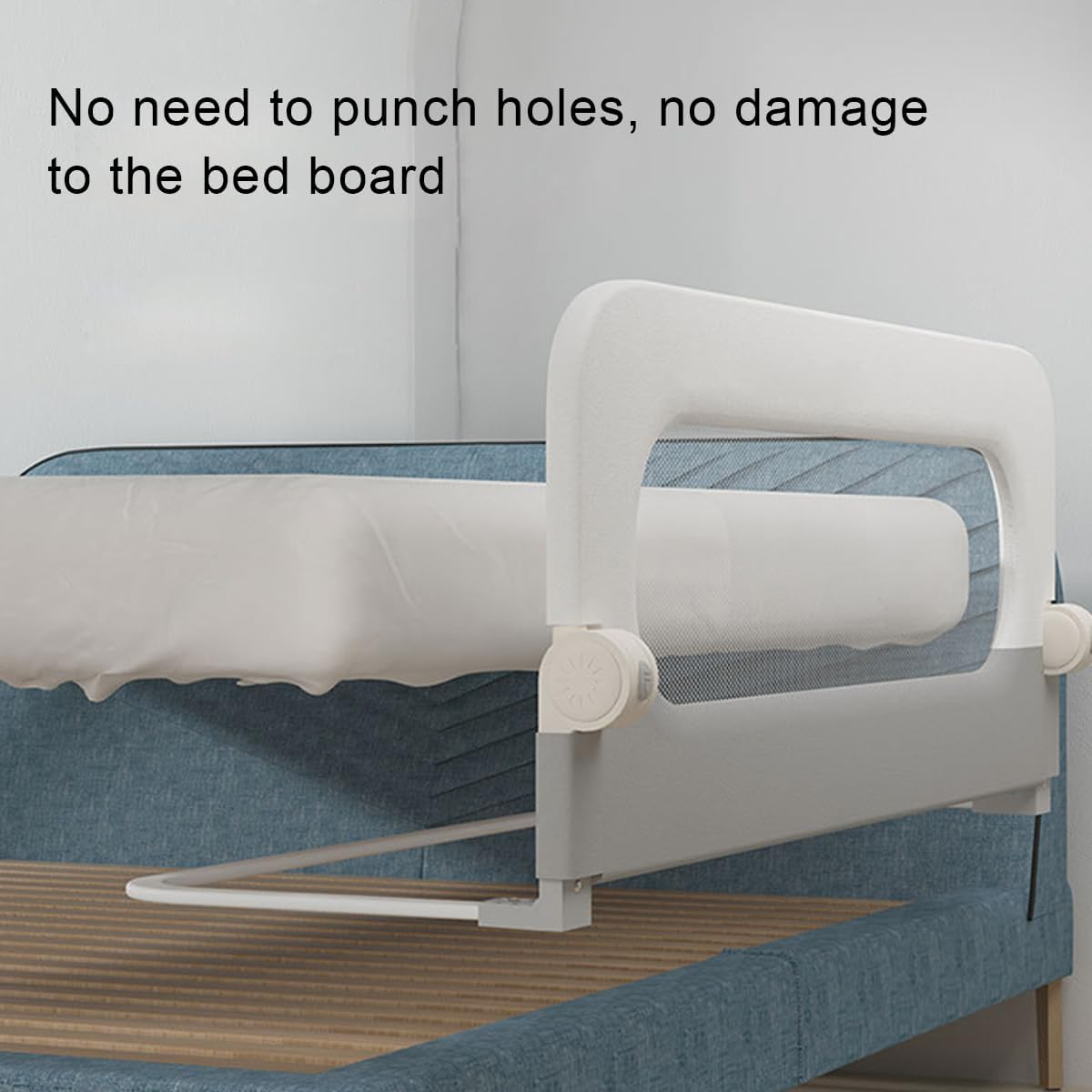 Foldable Bed Rail for Toddlers, 120/150/180/200 Cm Swing down Bed Bumper, 68-83 Cm Height Adjustable Nursery Bed Rails, for Twin, Double, Full, Queen & King Size Mattress (Grey, 150CM)