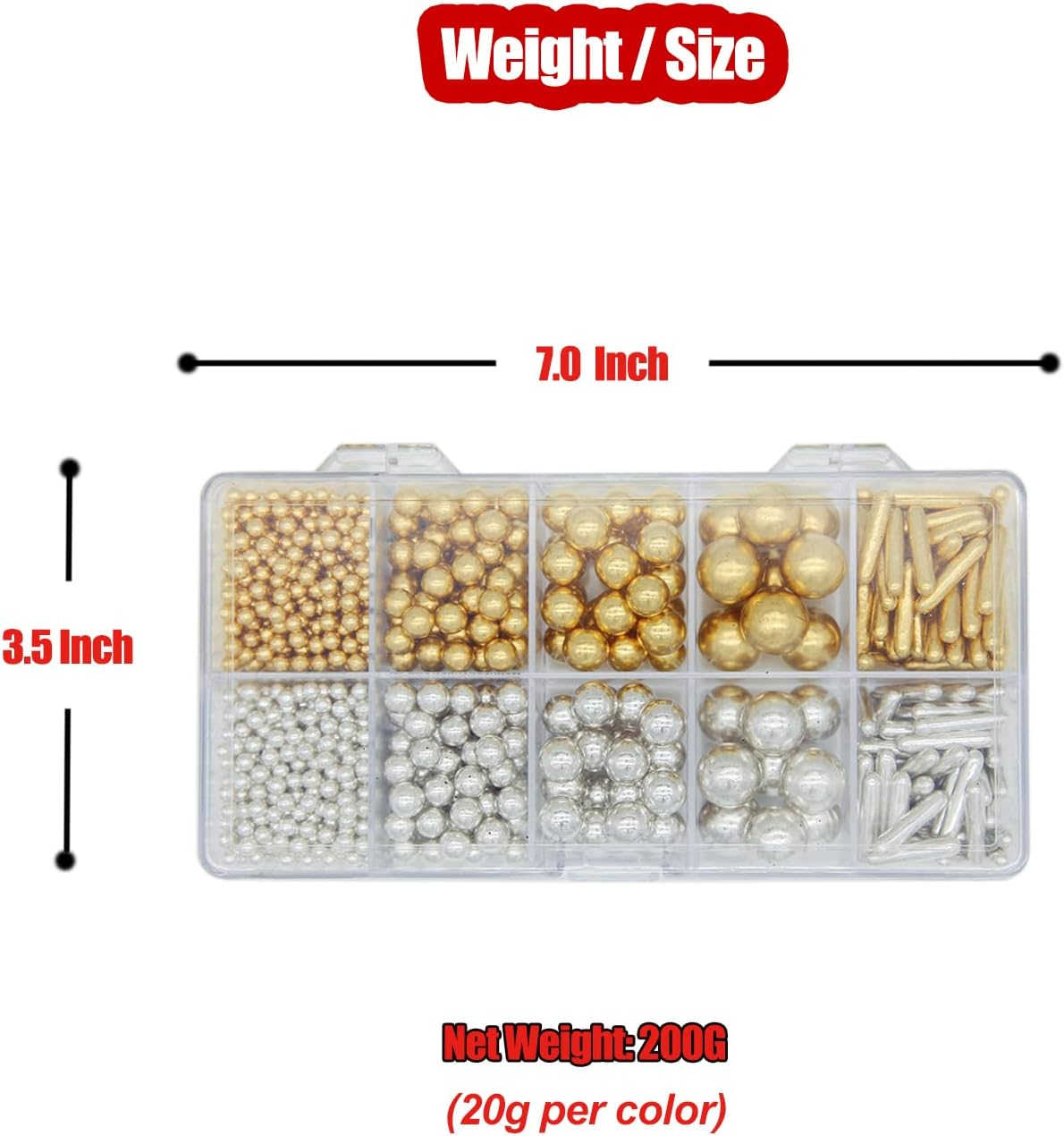 HIFUNBK Gold Sprinkles for Cake Decorating, Mixed Metallic Dragee for Cookie Cupcake Toppings, Cake and Cookie Decorating Supplies, Edible Pearl Dragee for Baking Decoration, 200G in Gift Box (Gold and Silver) image number 5