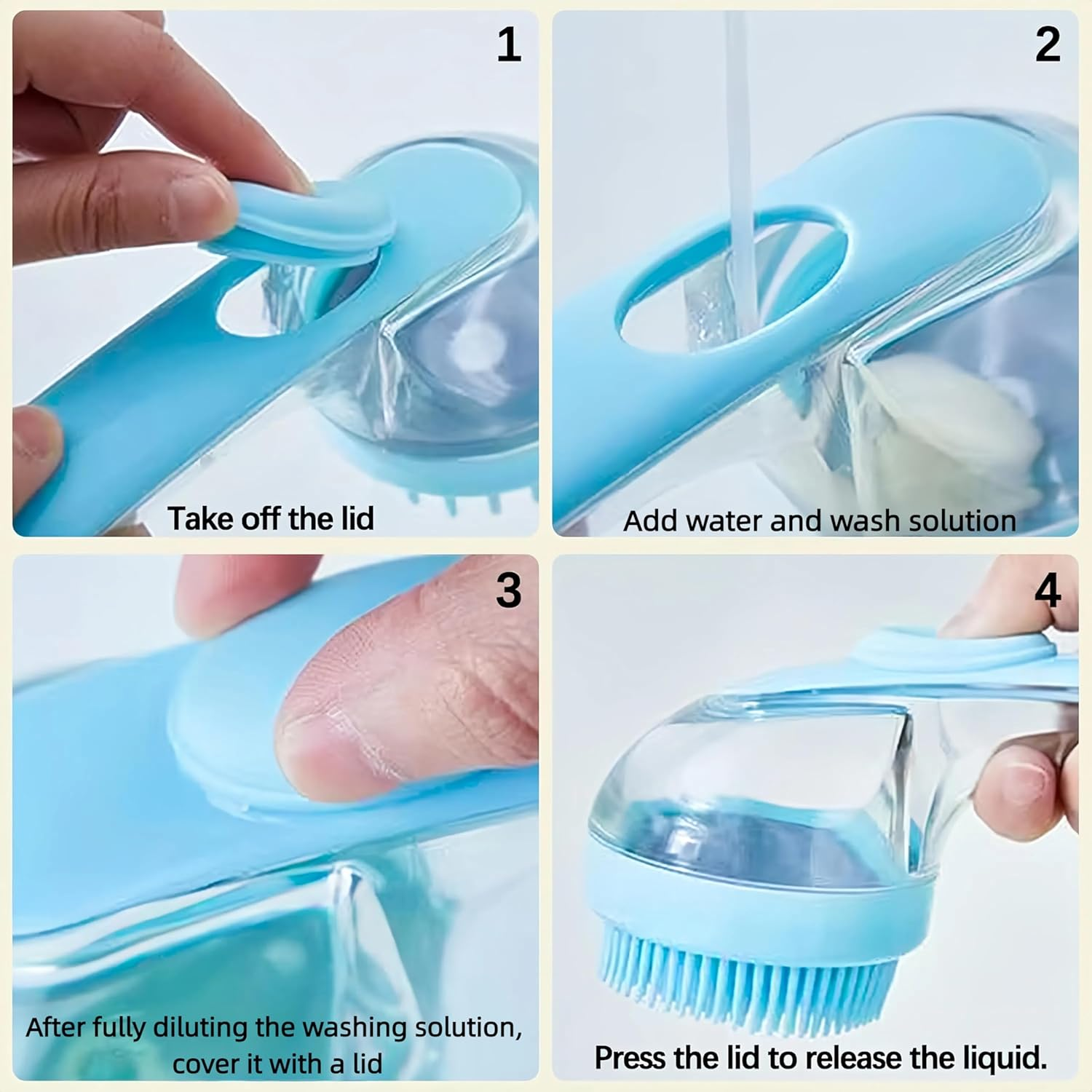 2Pcs Dog Bath Brush Set - Shampoo Brush & Bubble Maker with Adjustable Handle, Paw Washer & Massage Grooming Tool for Short/Long Hair Dogs & Cats (Blue Blue) - Blue1 image number 1