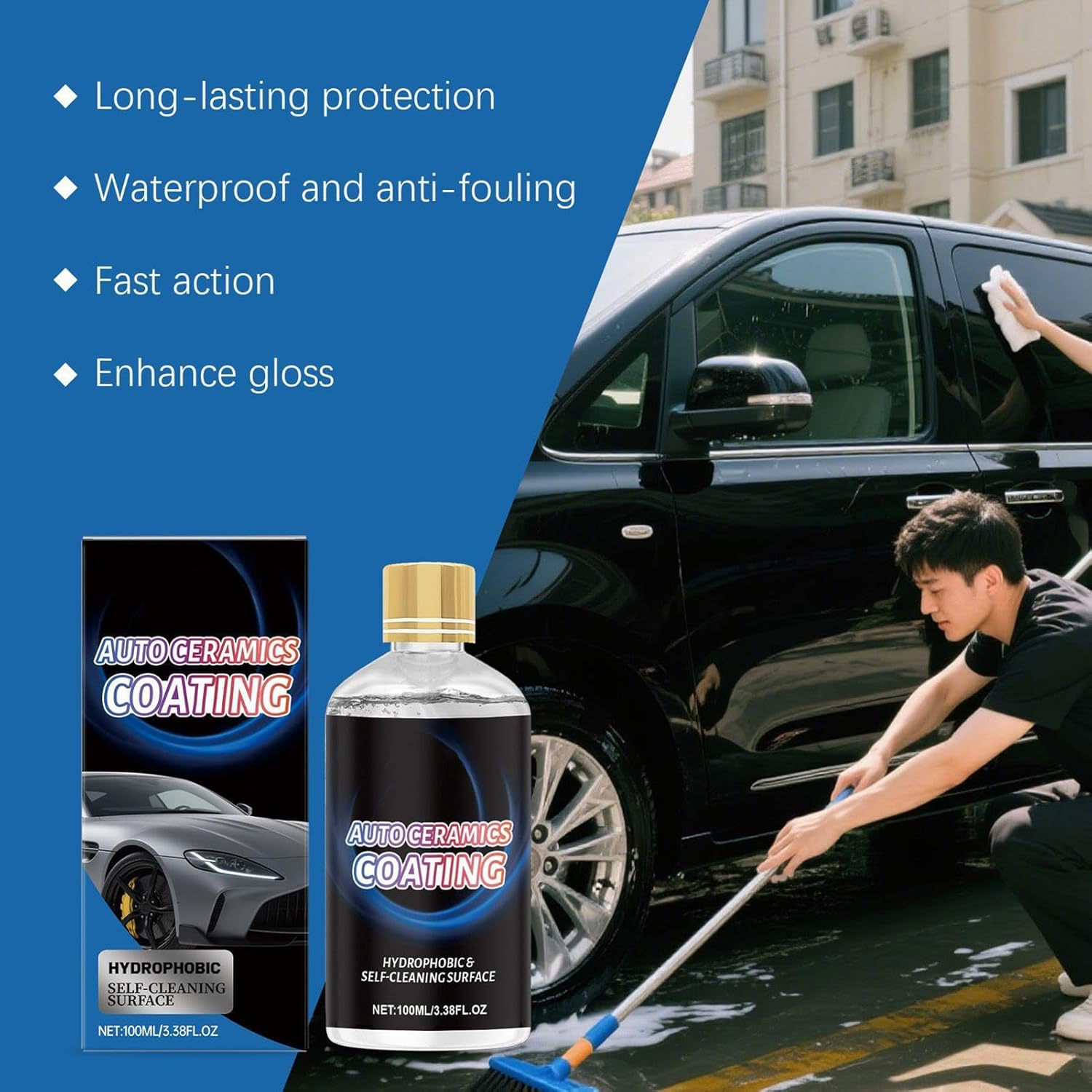 Automotive Ceramic Coating,100Ml Long-Lasting Automotive Paint Polish | High Gloss Car Coating Agent | for Truck Owners Enthusiasts Detailing Professionals DIY Detailers Garage Motorcycle RV SUV image number 2