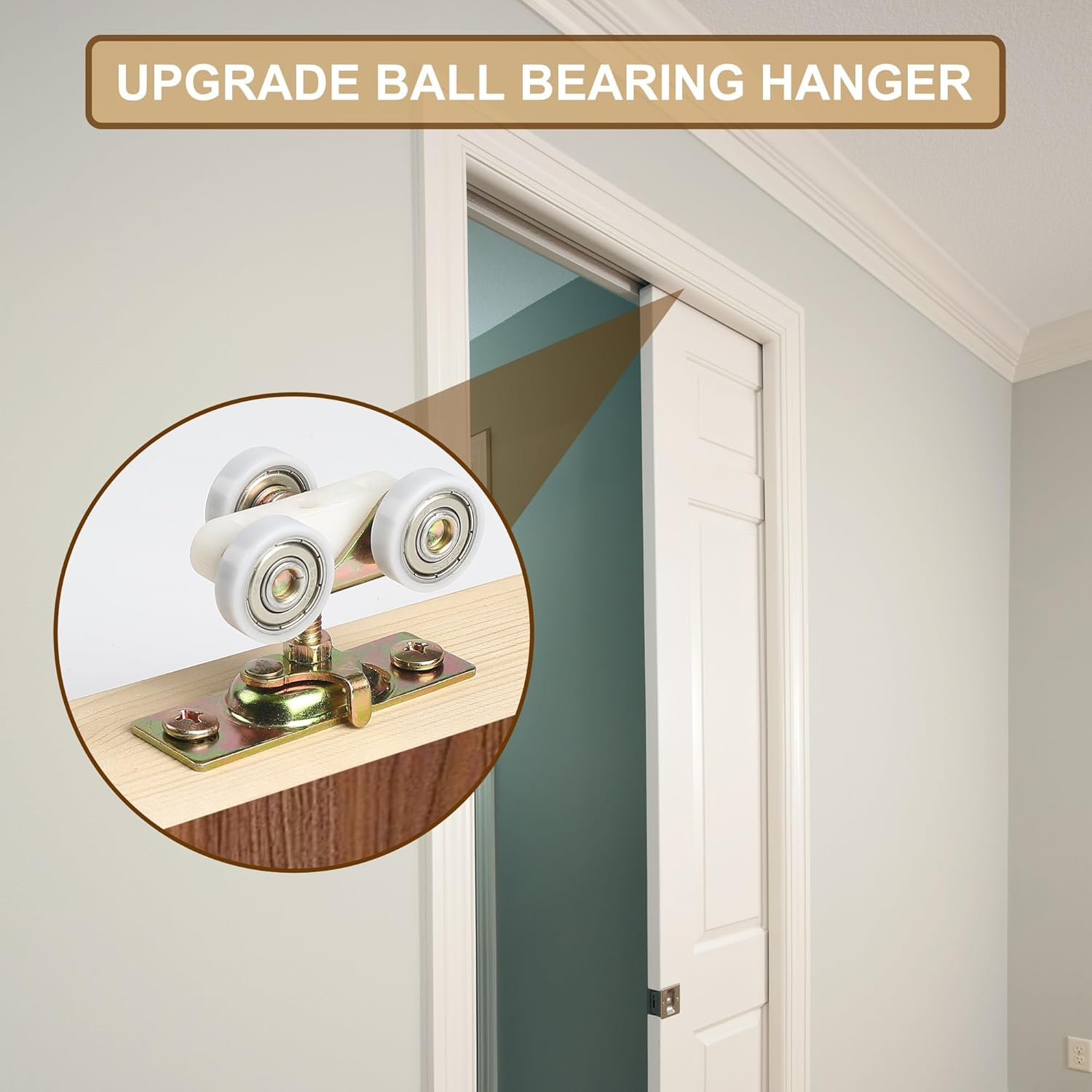 Pocket Door Commercial Grade Hanger Fits Johnson Part #1125 & Upgrades #1500 Hardware Kit, 1" Nylon Ball Bearing, 1-1/4" C.T.C, Min. 1" Thick Doors, 200Lbs Capacity image number 3
