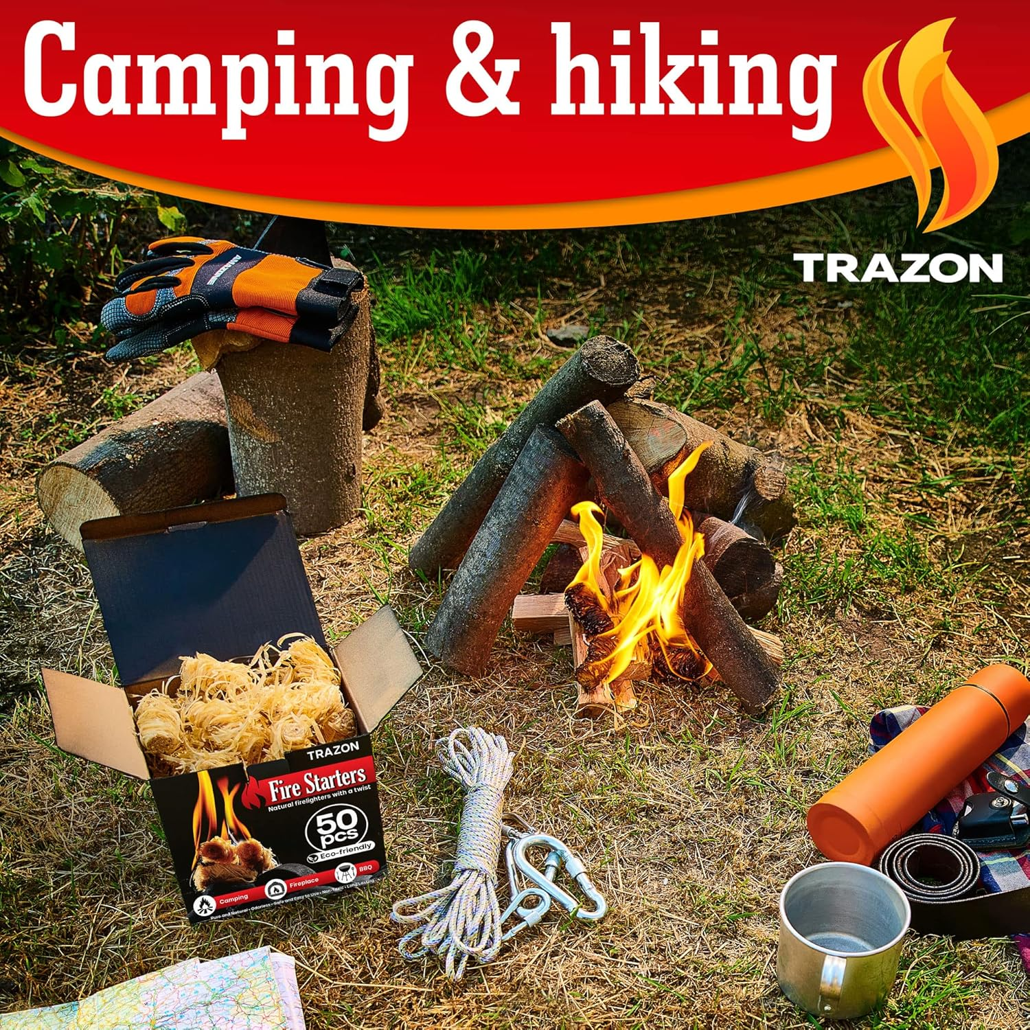 All Natural Wood Fire Starters: Fireplace Camping Charcoal Starter Grill BBQ Chimney Wood Stove Campfires Fire Pit. Fatwood Sticks. Camp Firestarter, Fire Tools. Fire Starter Outdoor/Indoor/Travel image number 1